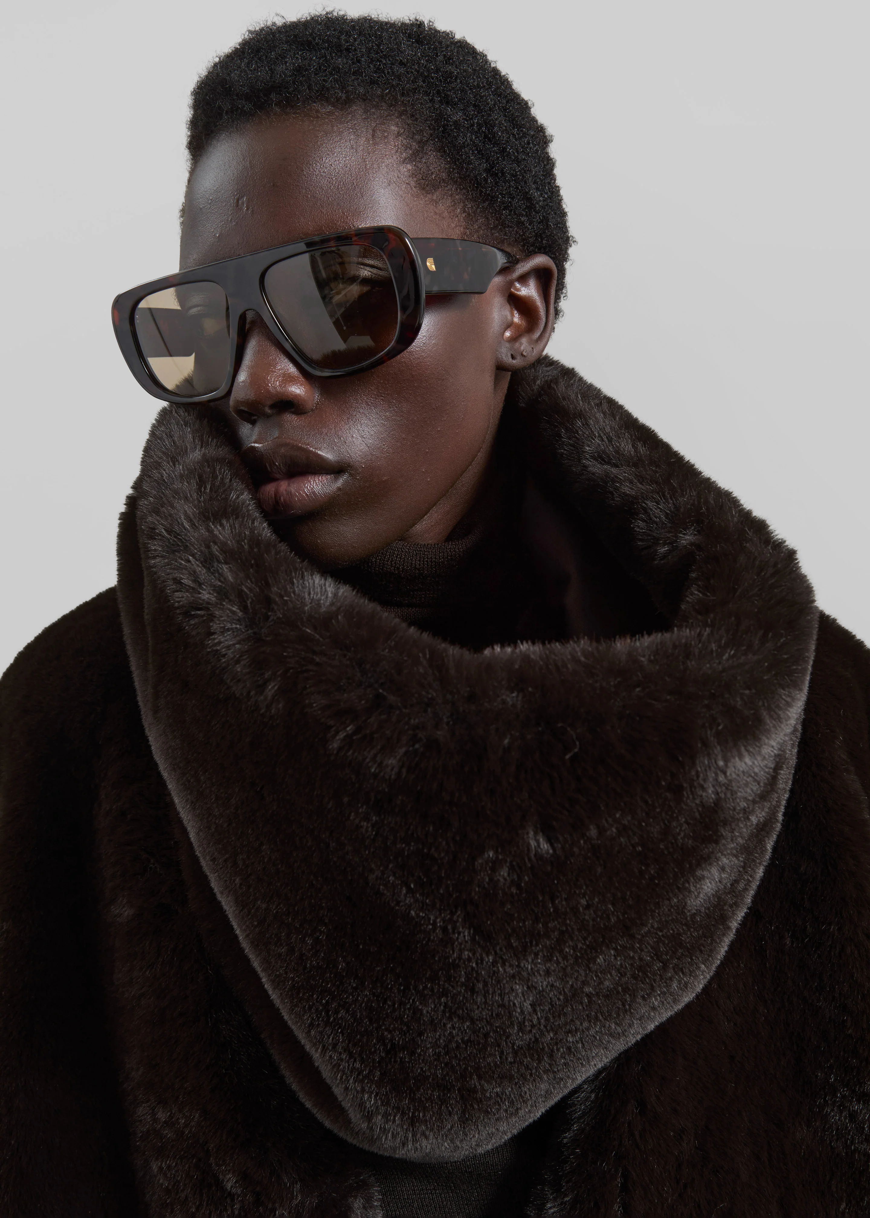 Ginevra Faux Fur Scarf - Brown - Image 5