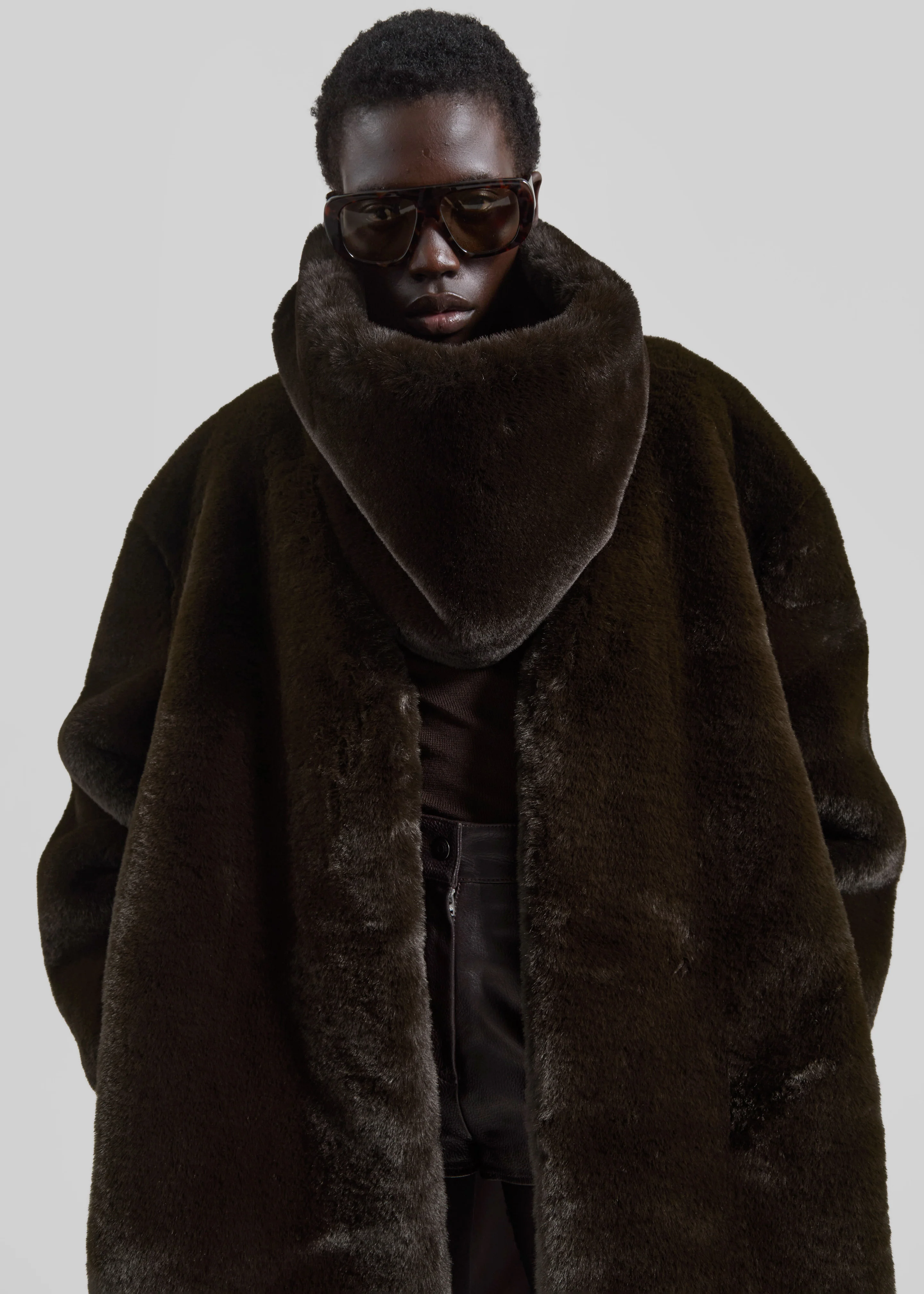 Ginevra Faux Fur Scarf - Brown - Image 7