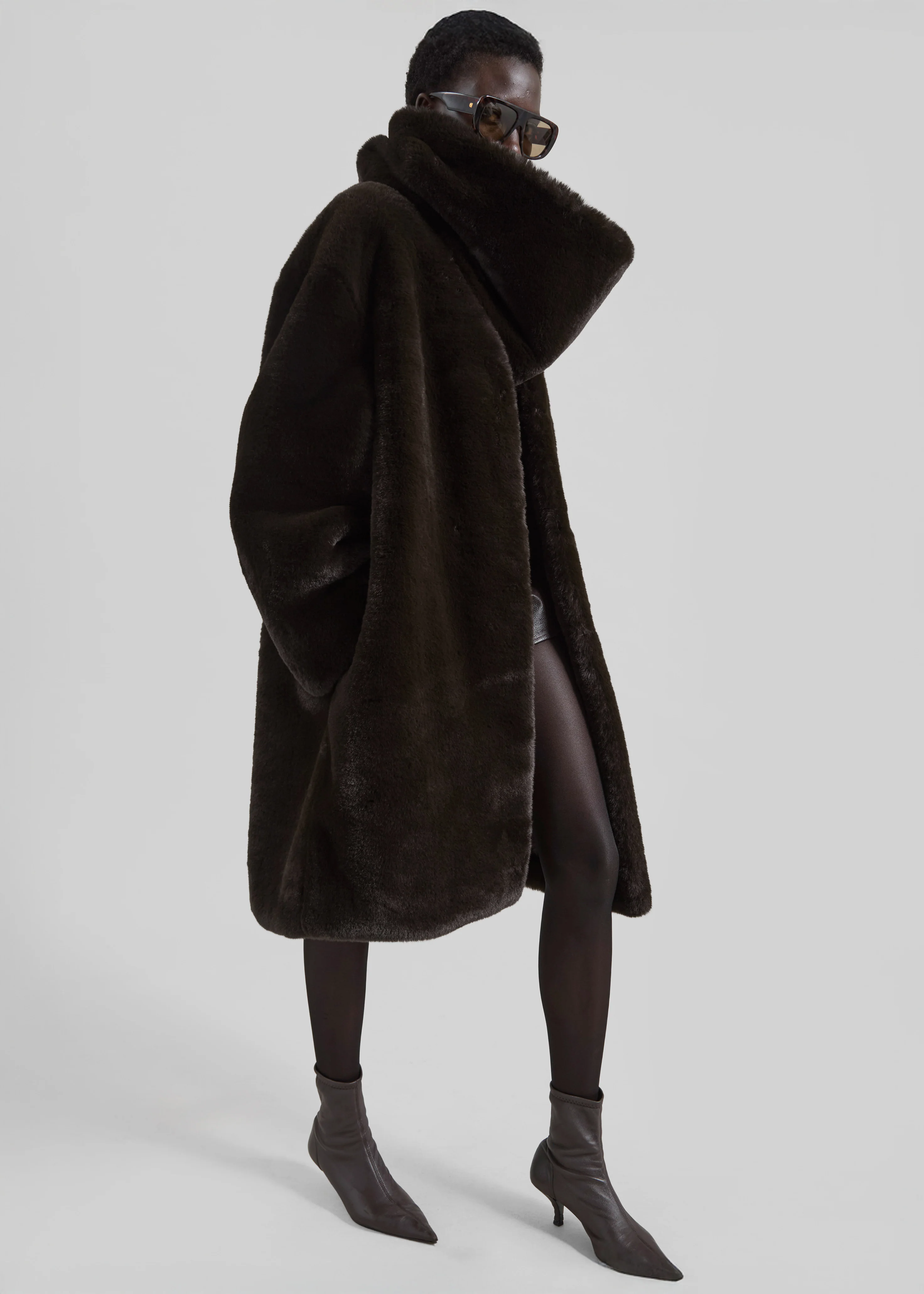 Ginevra Faux Fur Scarf - Brown - Image 9