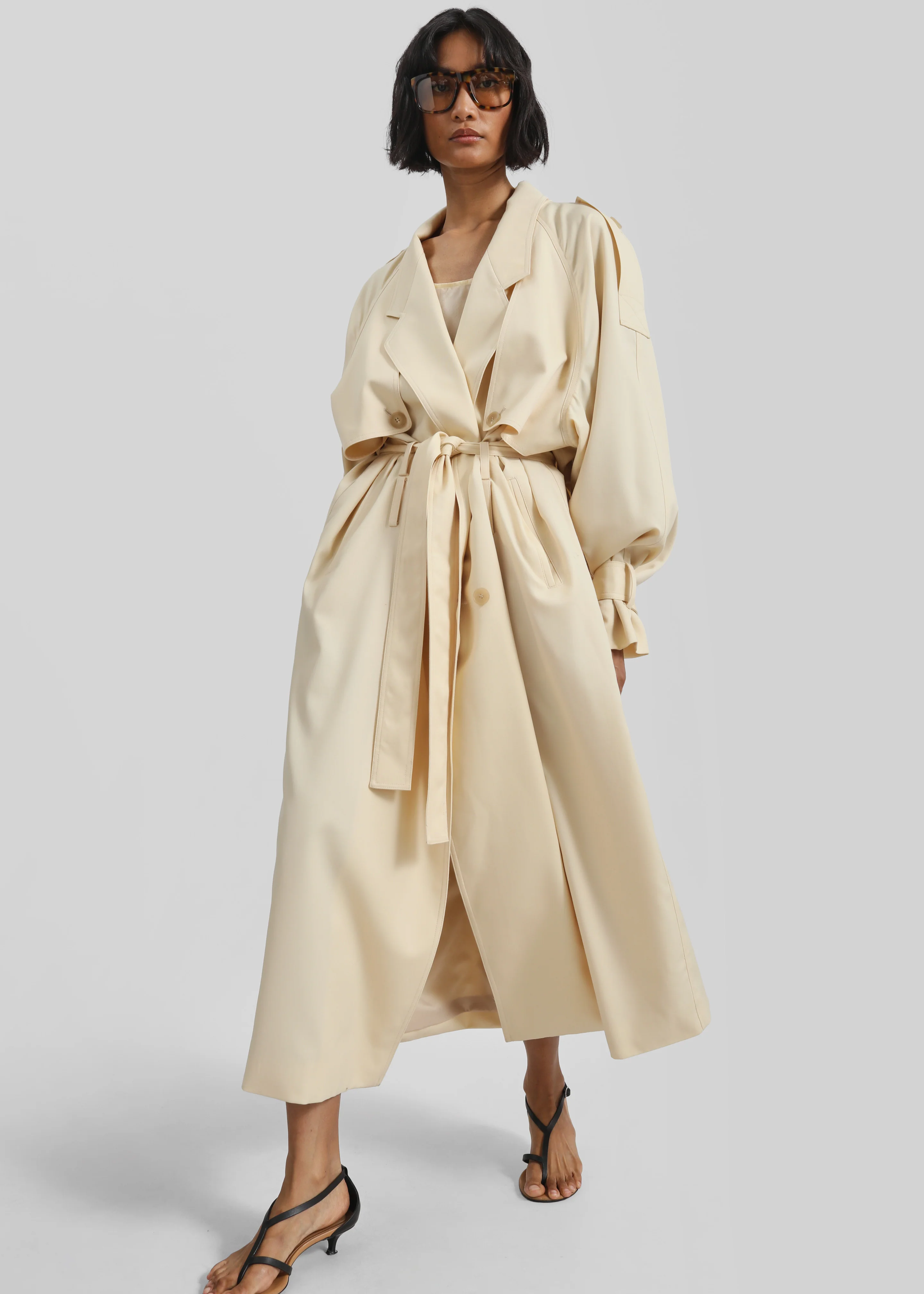 Glendale Double Belt Loop Trench - Pale Yellow - Image 3