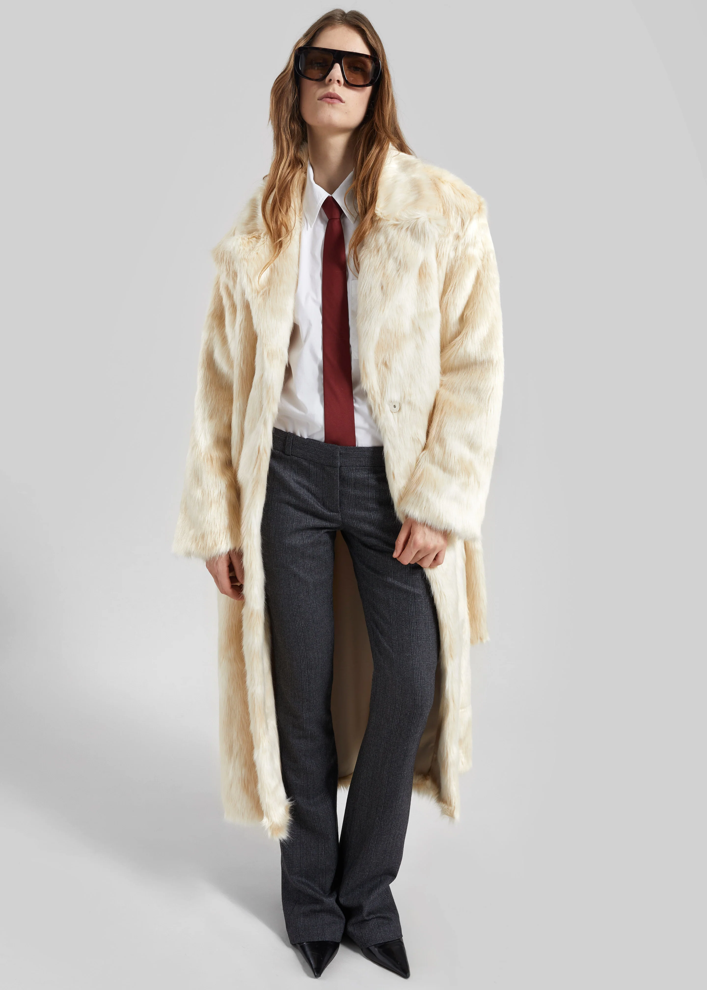 Gordona Faux Fur Coat - Cream - Image 4