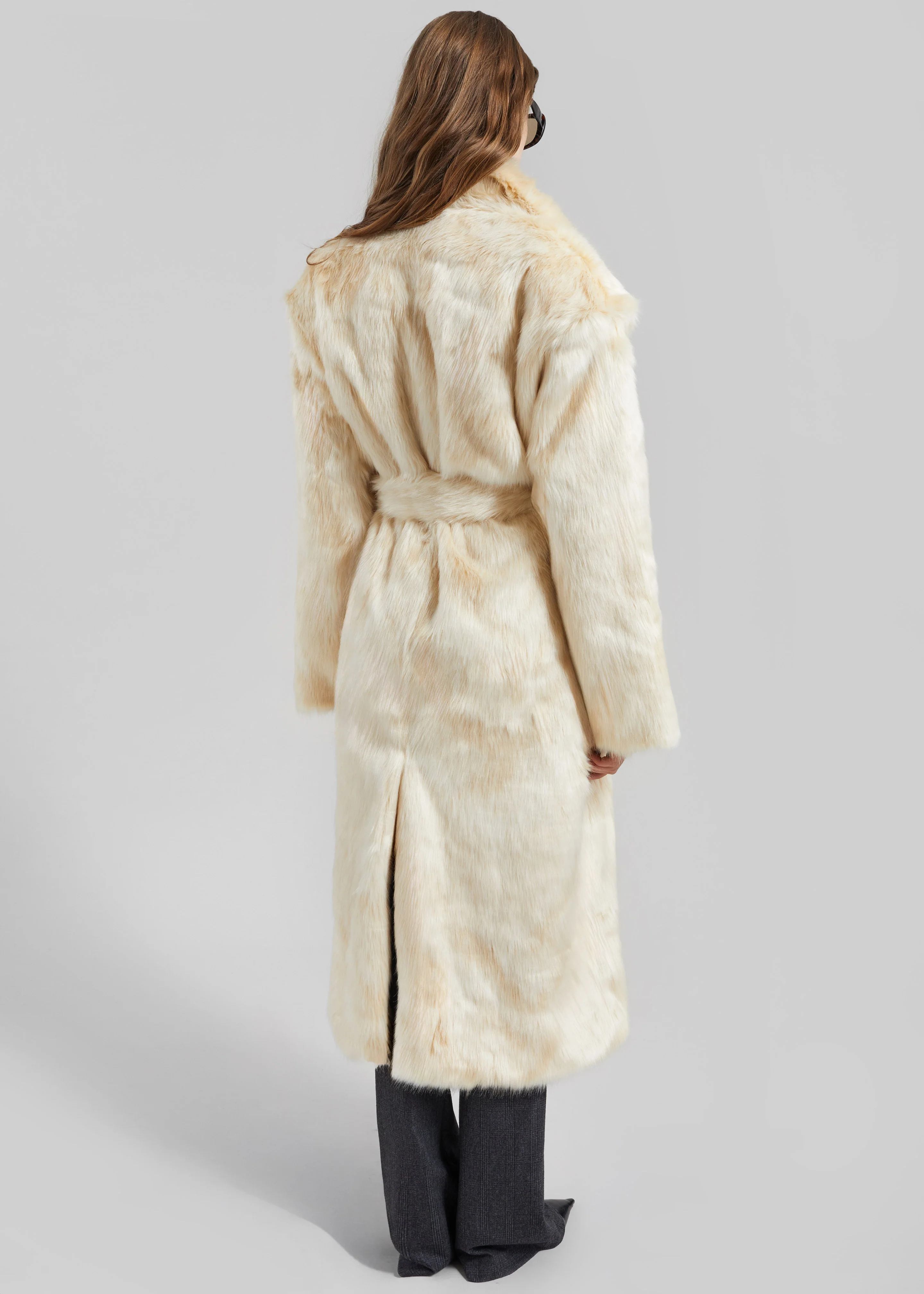 Gordona Faux Fur Coat - Cream - Image 7