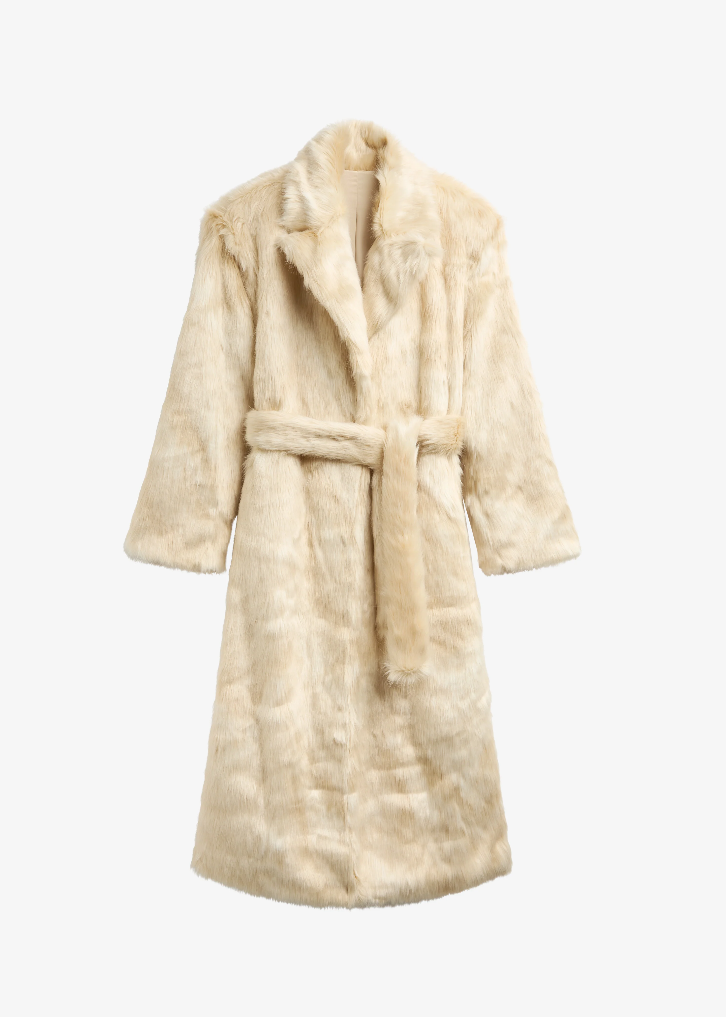 Gordona Faux Fur Coat - Cream - Image 8