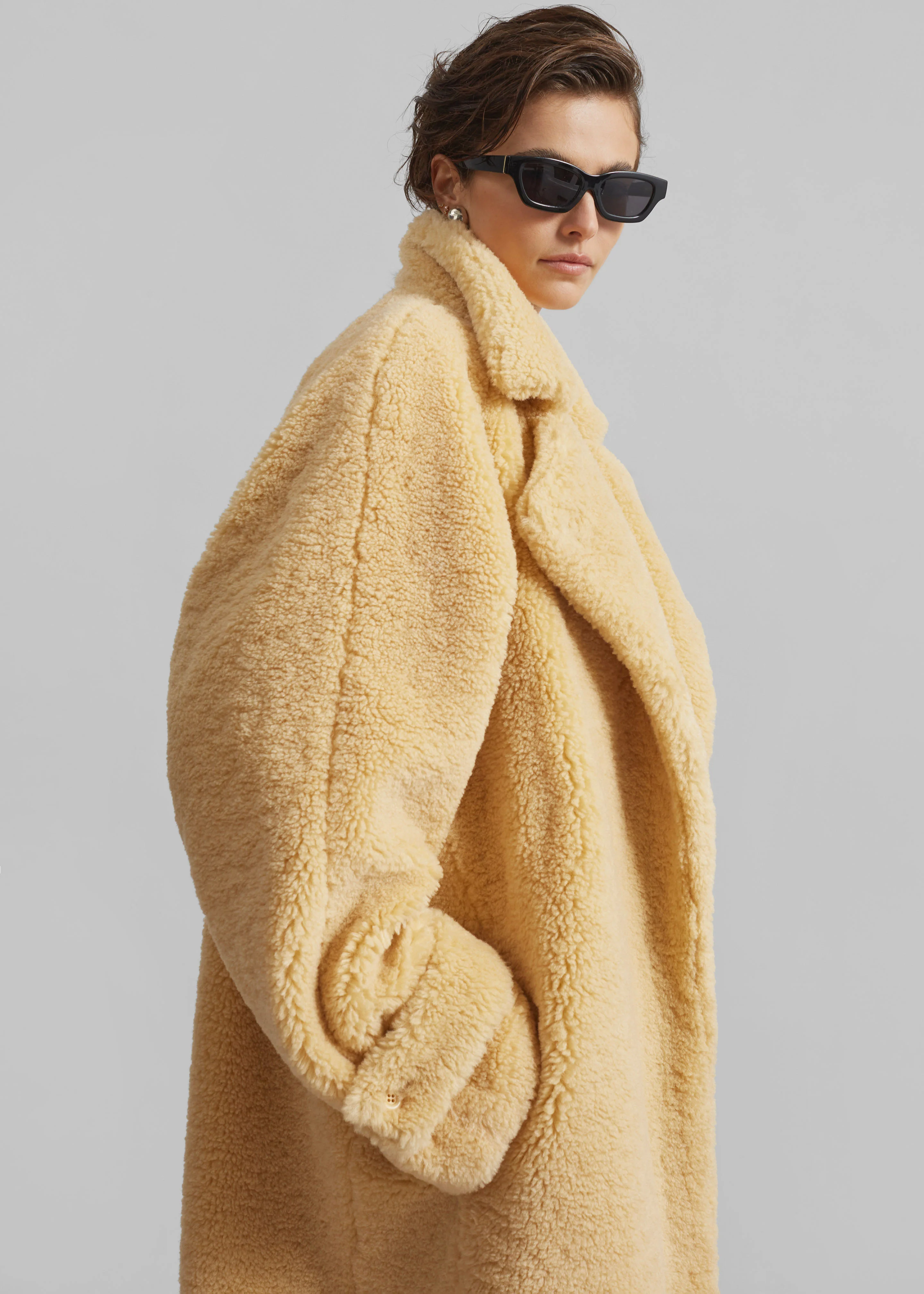 Gresham Faux Shearling Robe Coat - Yellow - Image 3