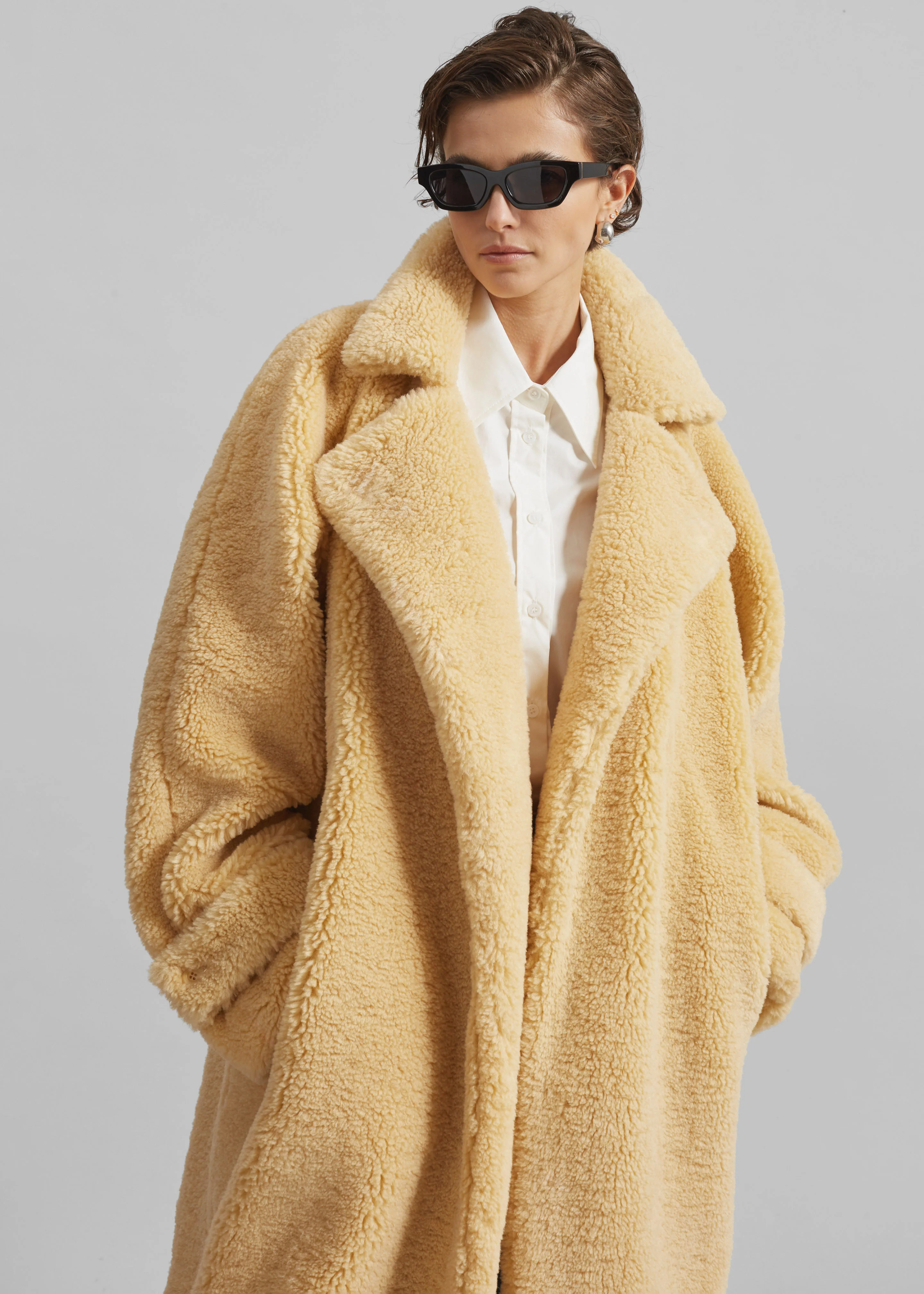 Gresham Faux Shearling Robe Coat - Yellow - Image 4