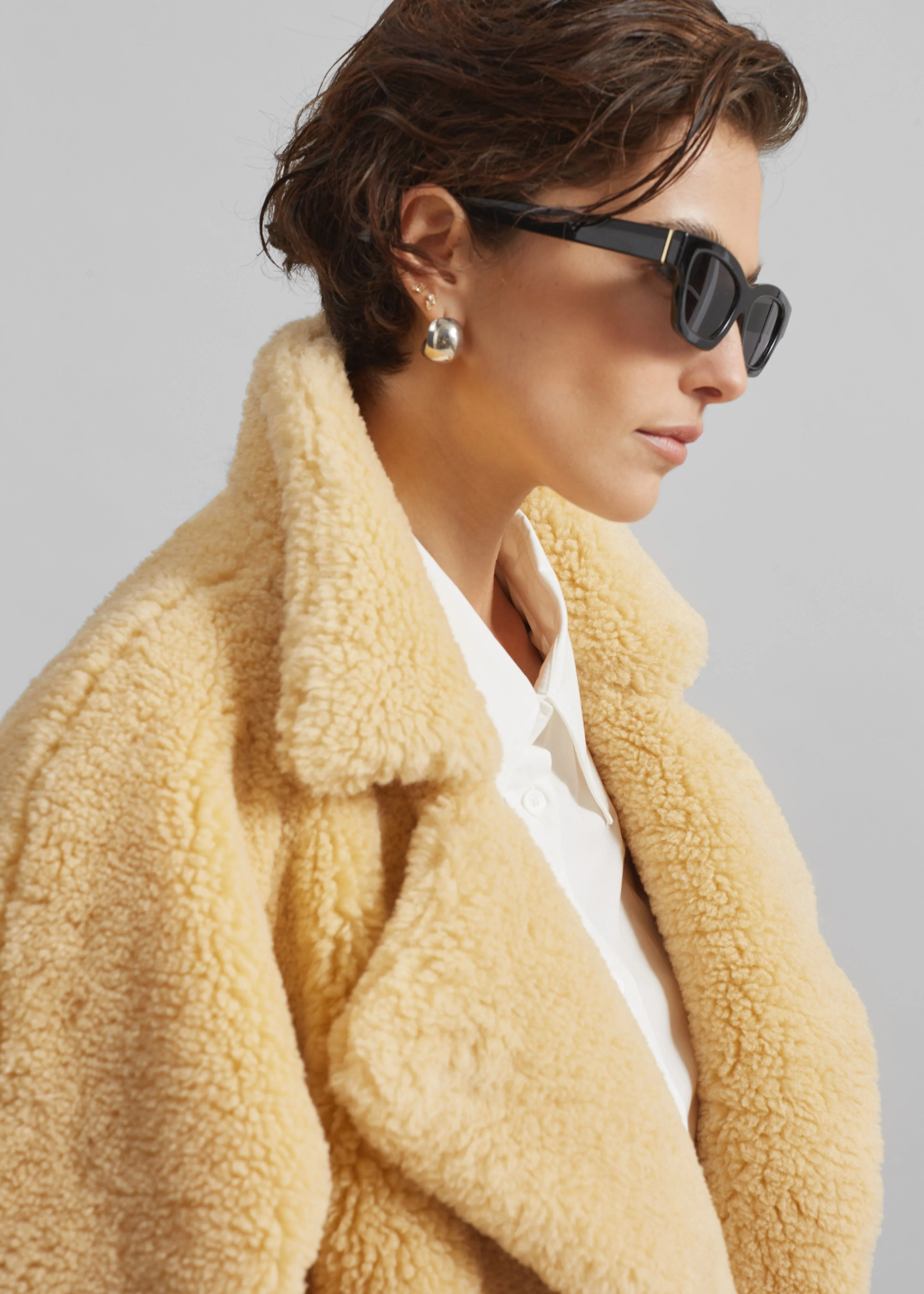 Gresham Faux Shearling Robe Coat - Yellow - Image 6