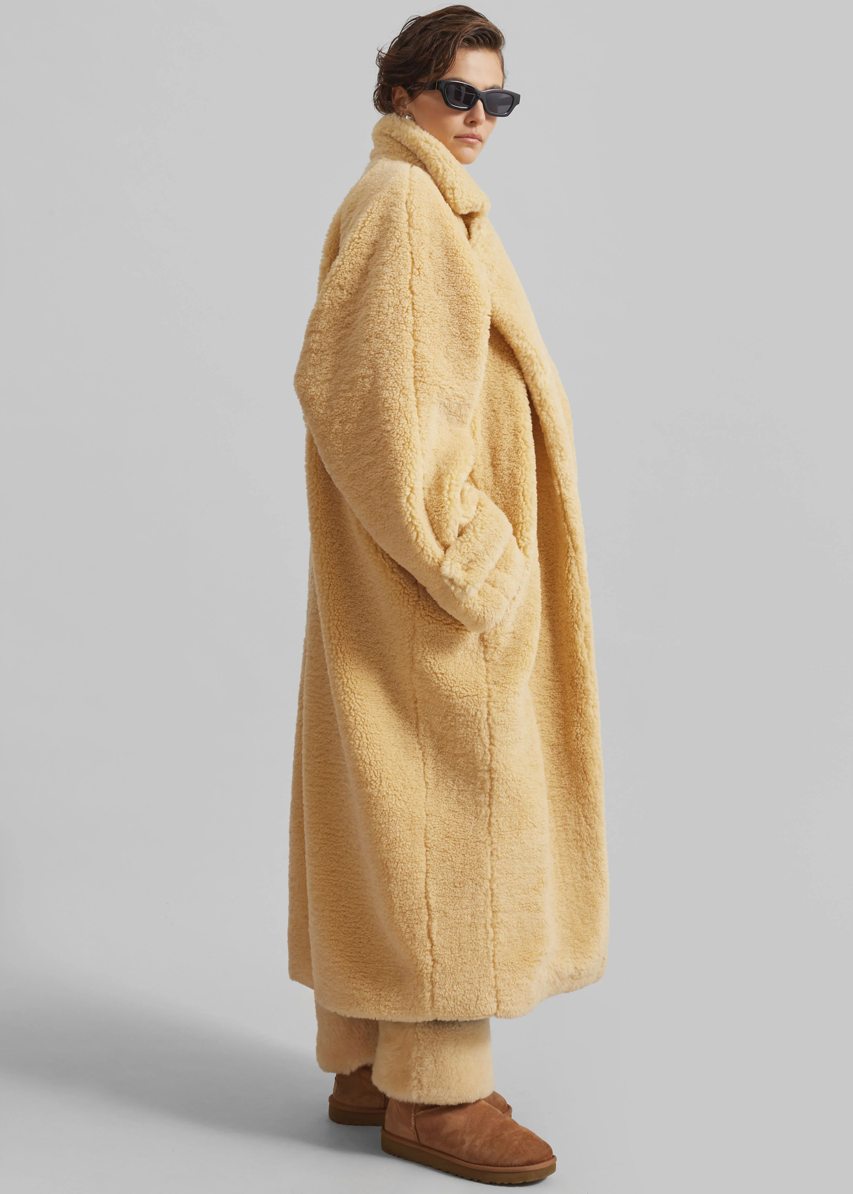 Gresham Faux Shearling Robe Coat - Yellow - Image 7