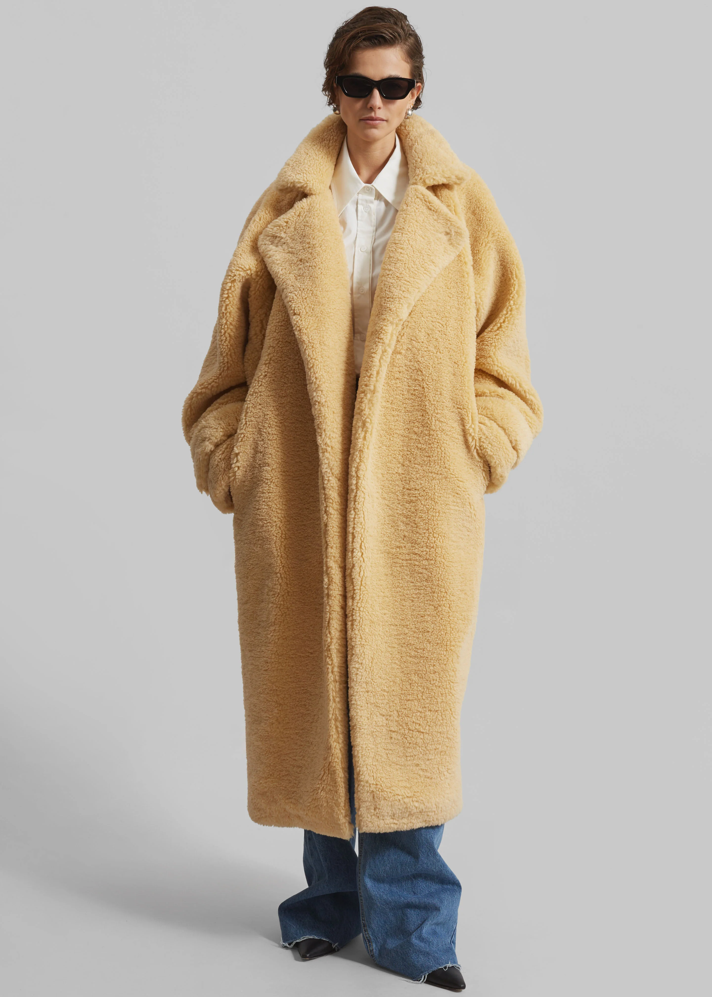 Gresham Faux Shearling Robe Coat - Yellow - Image 8