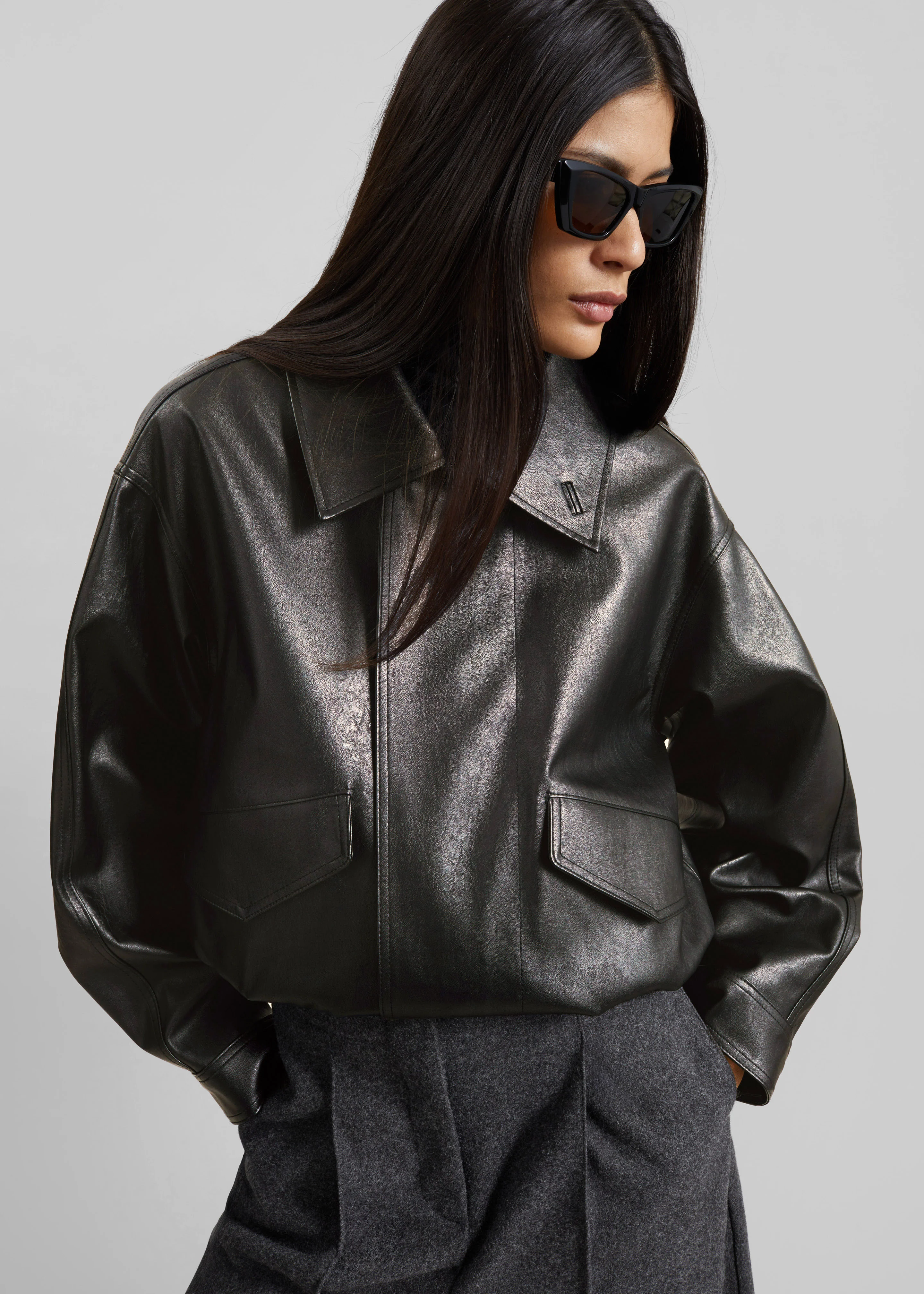 Halmstad Faux Leather Jacket - Charcoal - Image 7