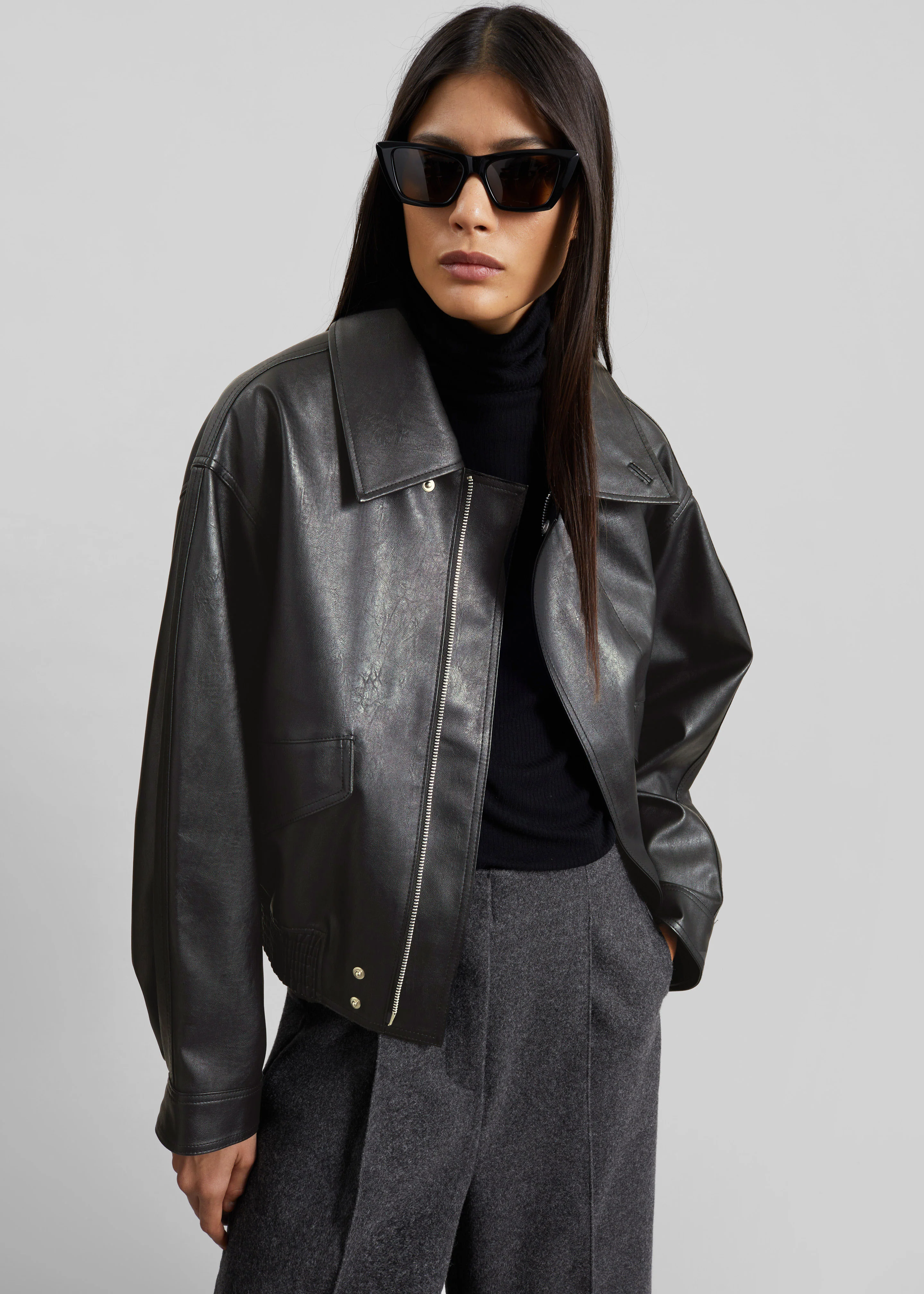 Halmstad Faux Leather Jacket - Charcoal - Image 8