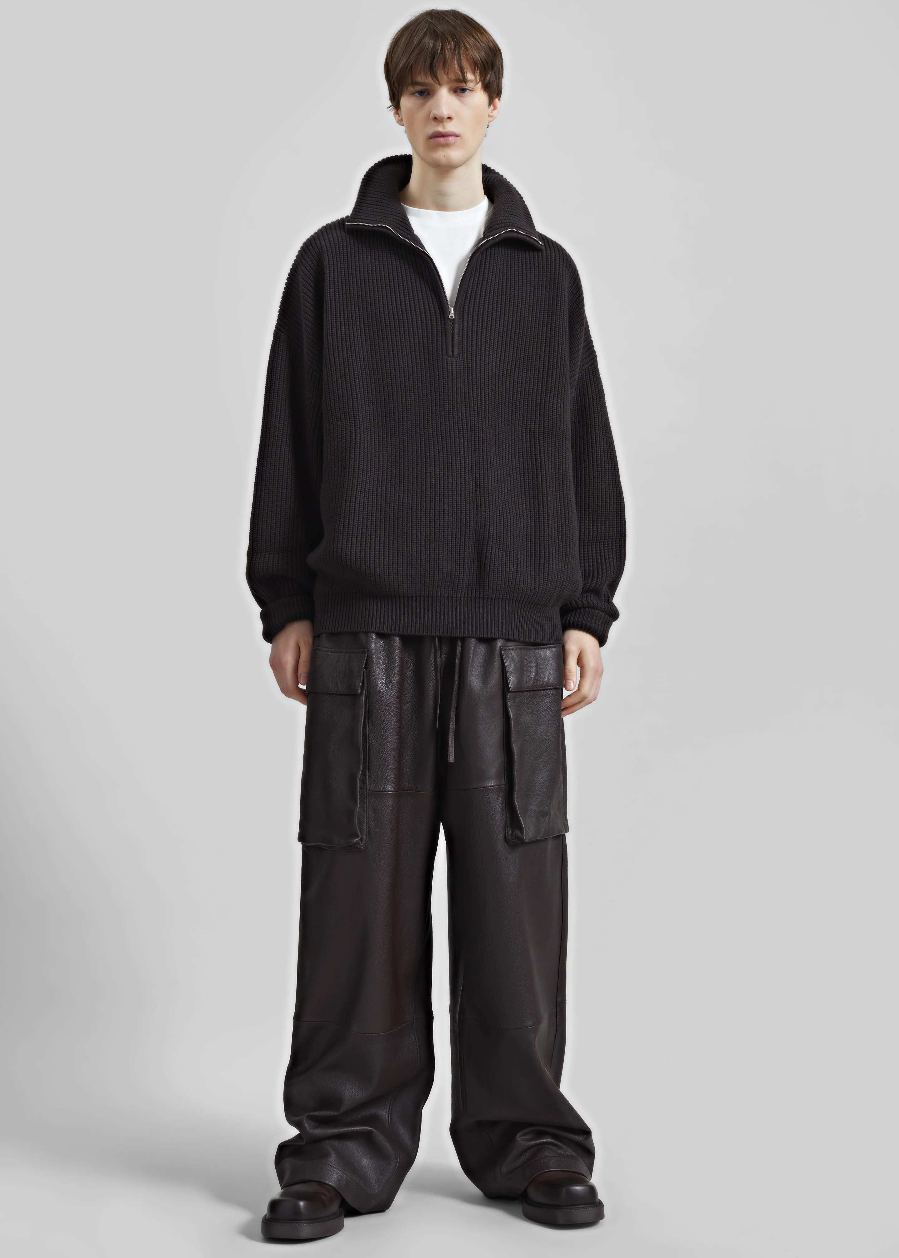 Harrison Quarter Zip Jumper - Dark Plum - Image 3