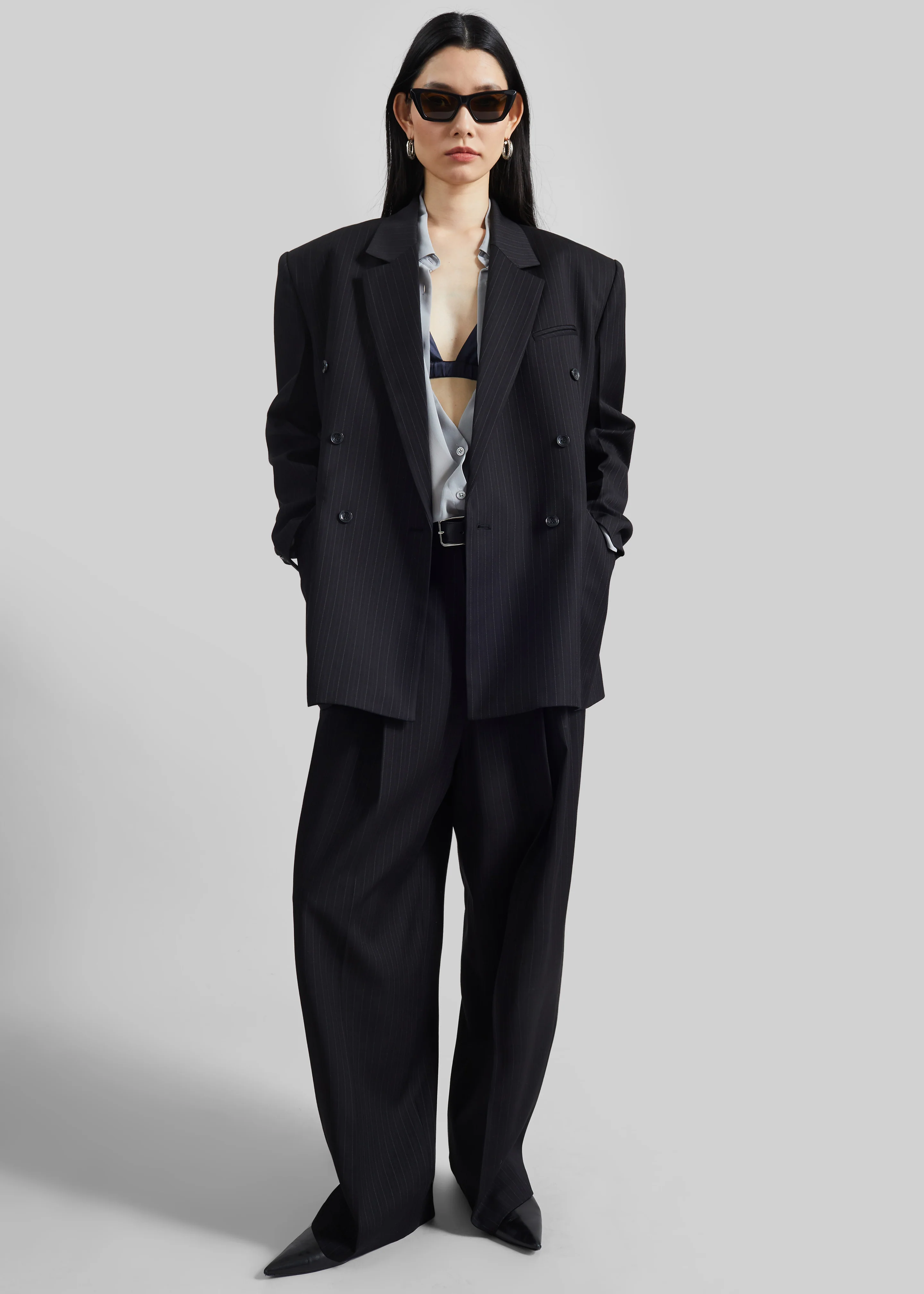 Helmond Pleated Trousers - Black Multi Stripe