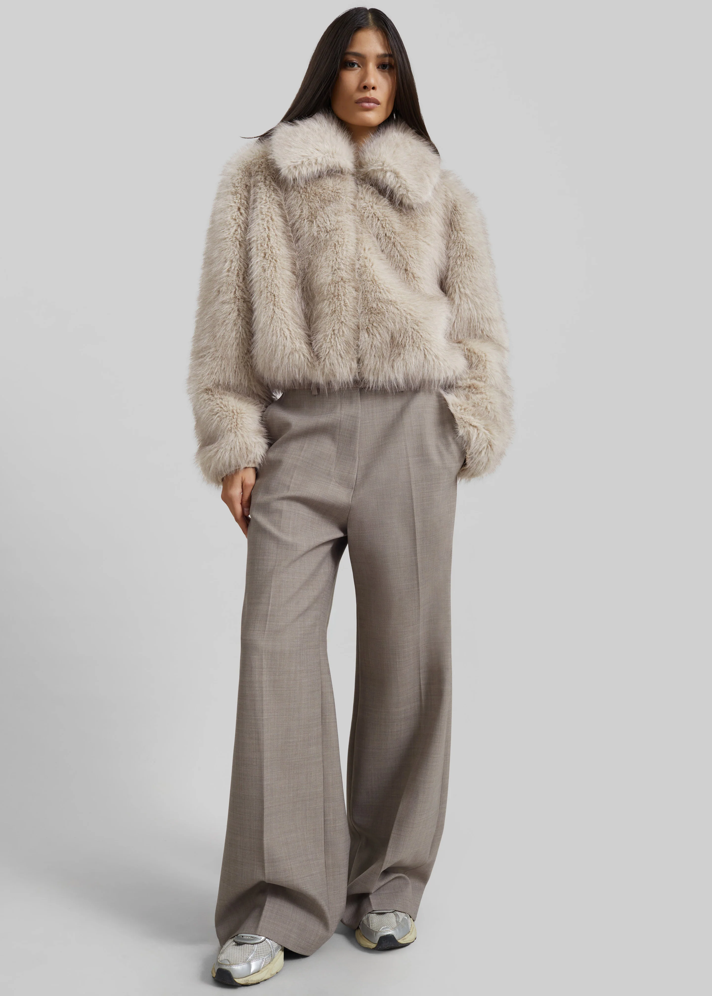 Hope Faux Fur Jacket - Beige - Image 7