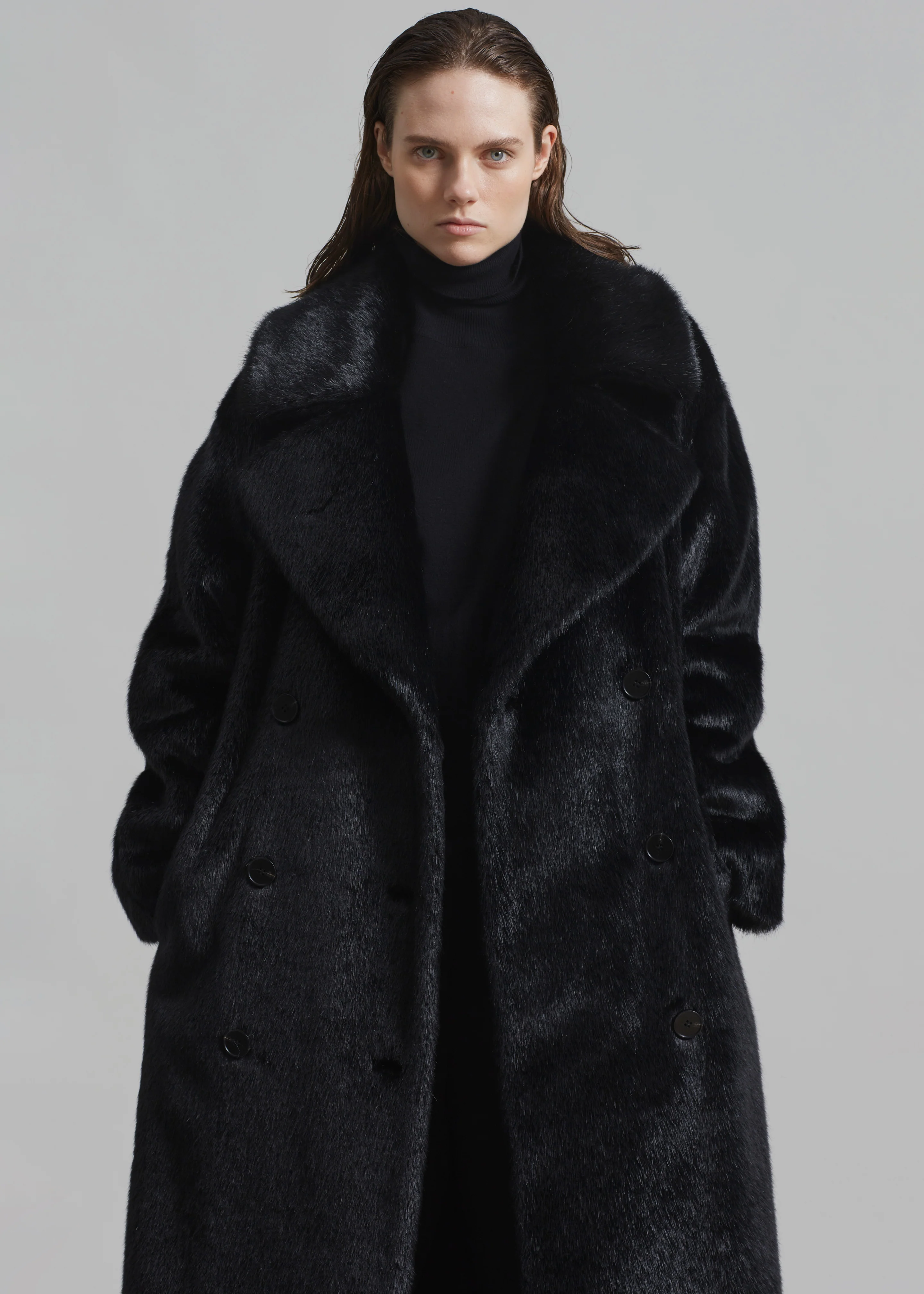 Joni Faux Fur Coat - Black - Image 4