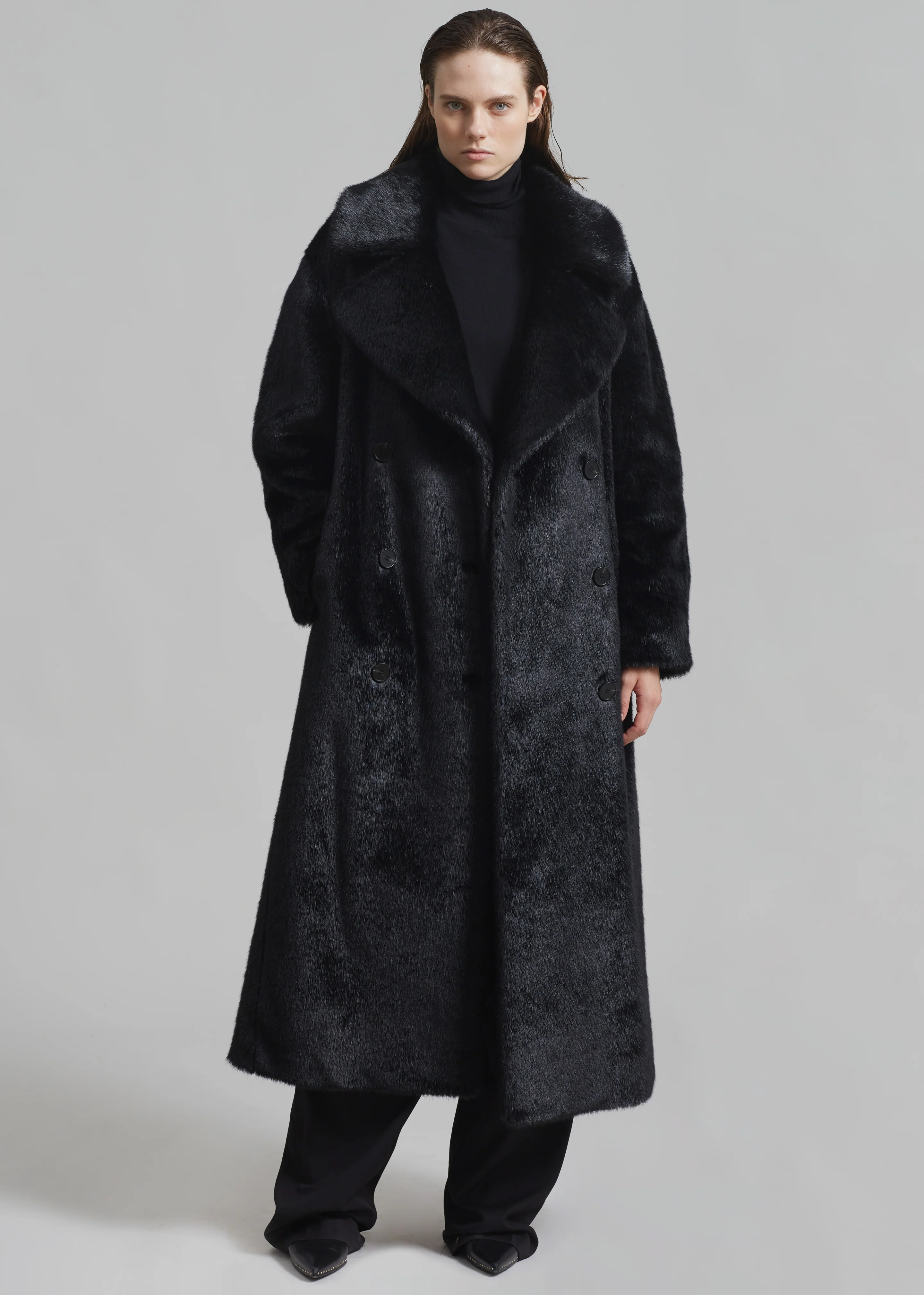 Joni Faux Fur Coat - Black - Image 6