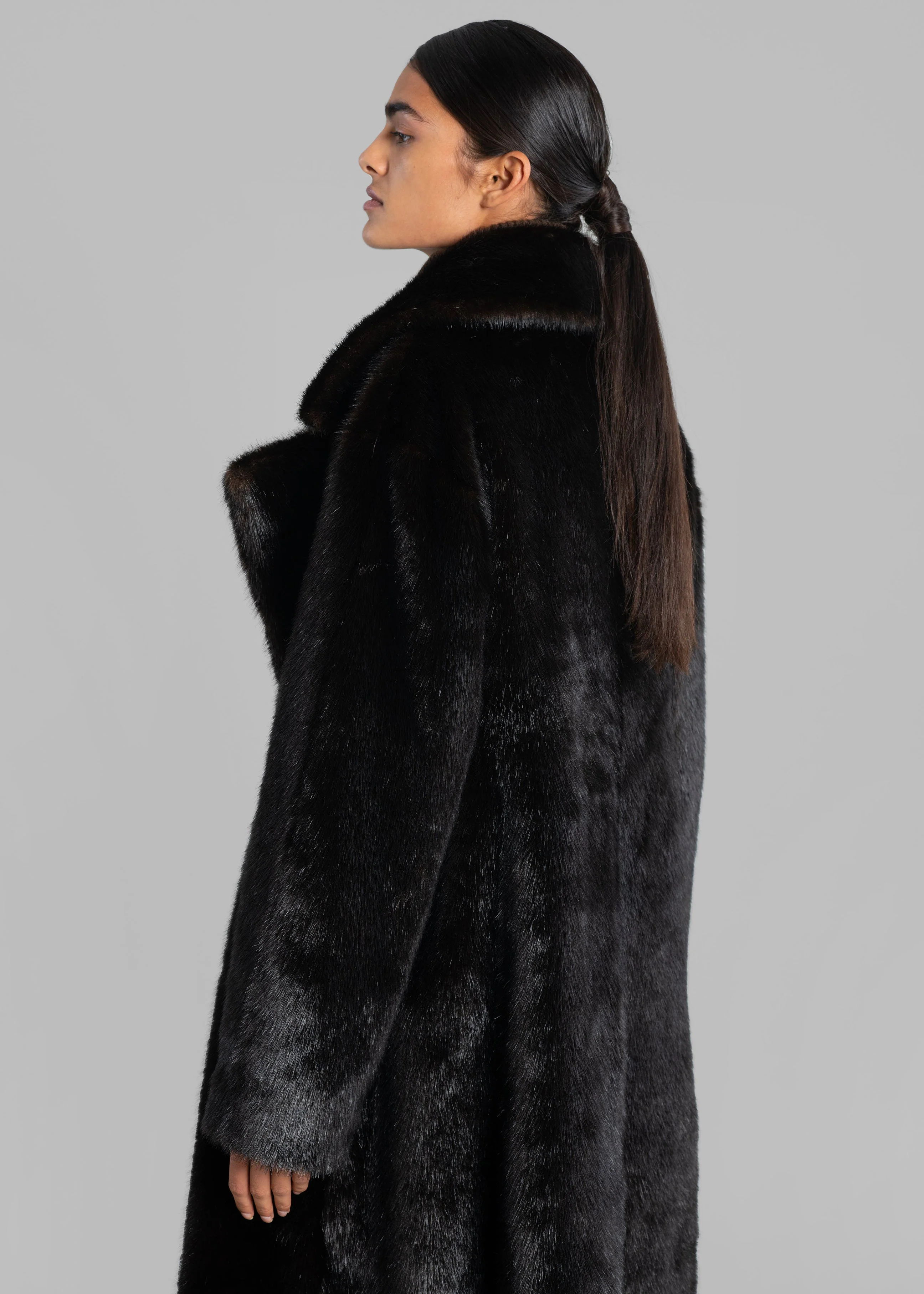 Joni Faux Fur Coat - Dark Espresso - Image 6