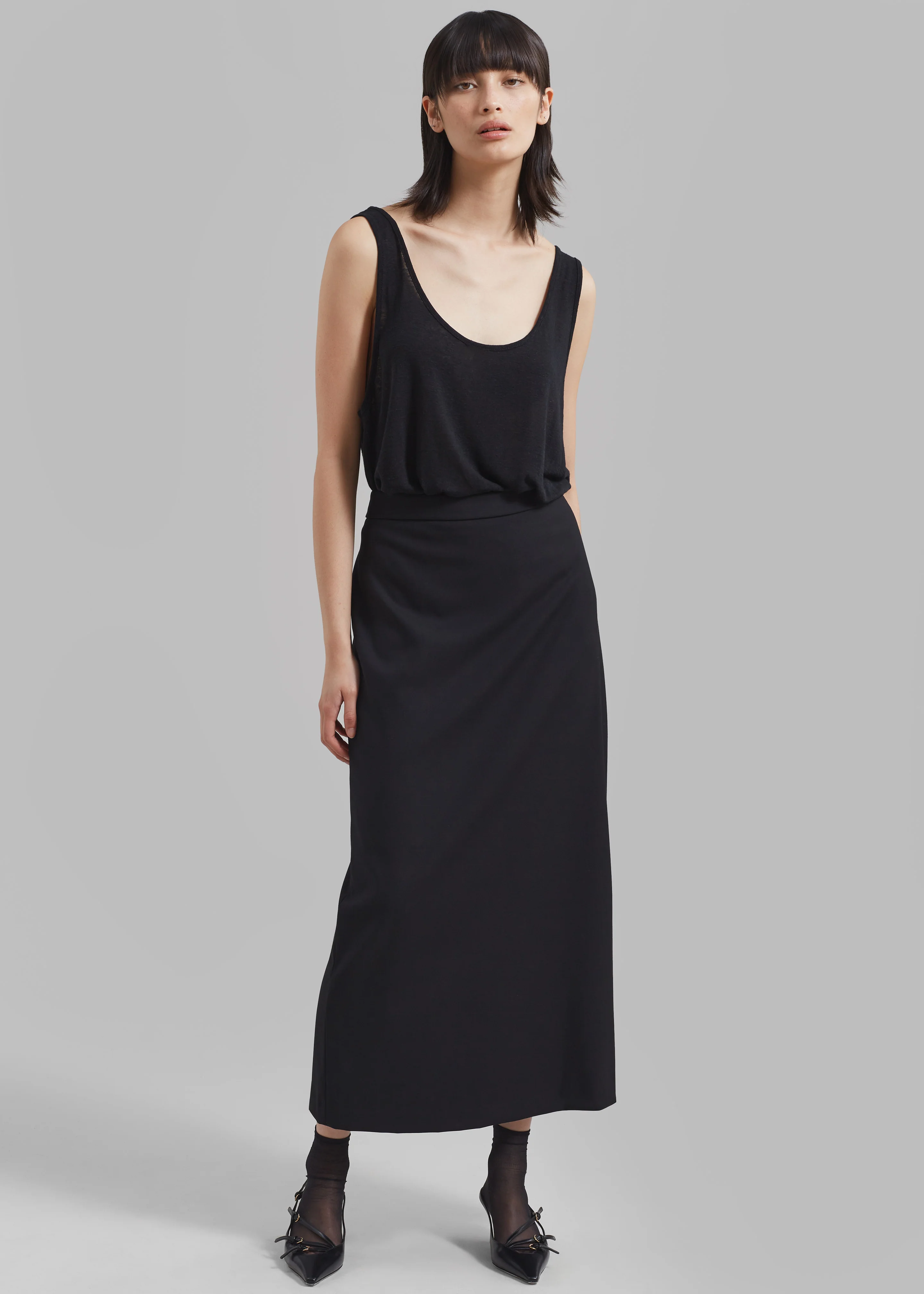 Josie Scoop Neck Tank Top - Black - Image 7