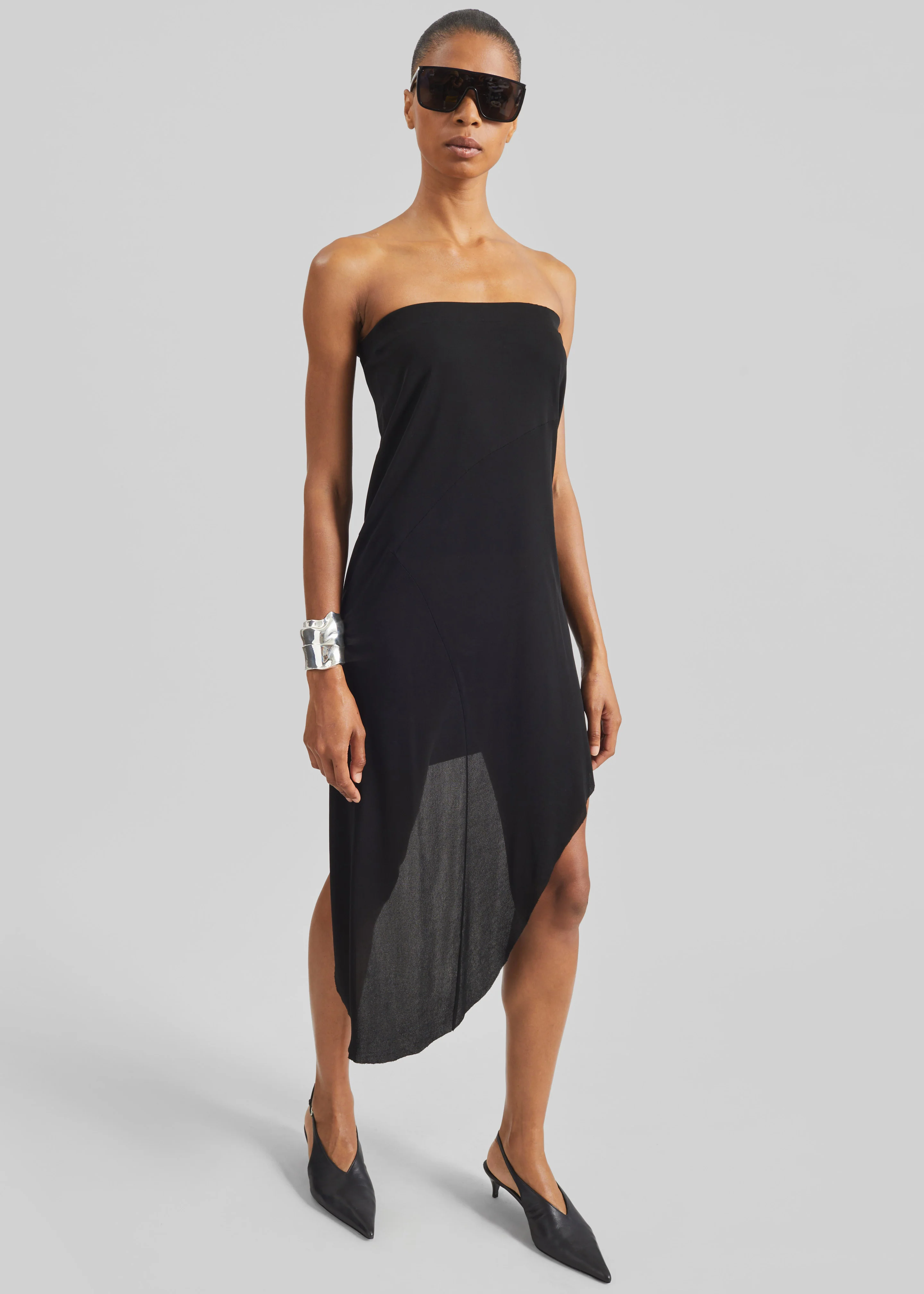 Kitty Sheer Asymmetric Skirt - Black - Image 4