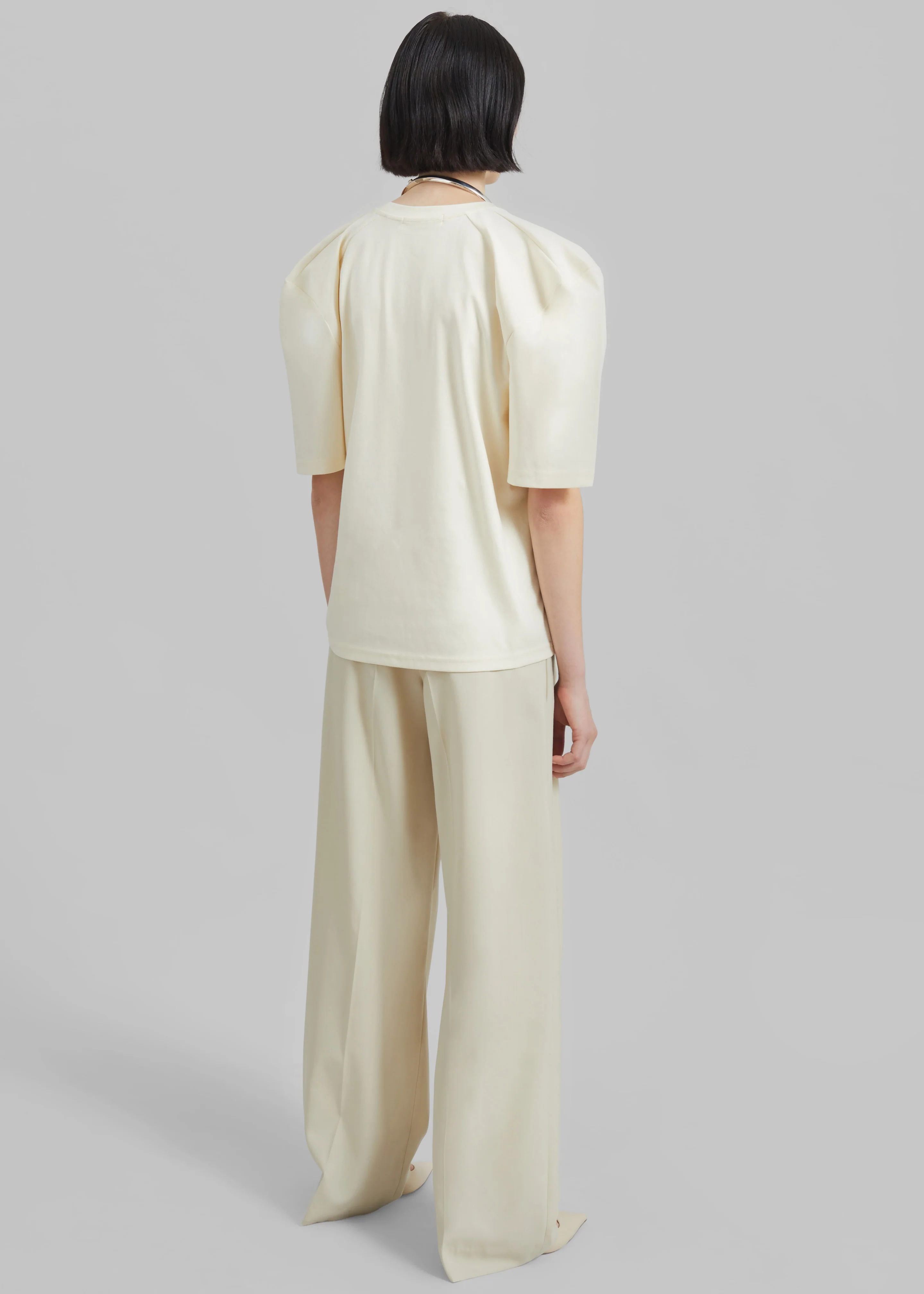Laval Sculpted Sleeve T-Shirt - Cream - Image 4