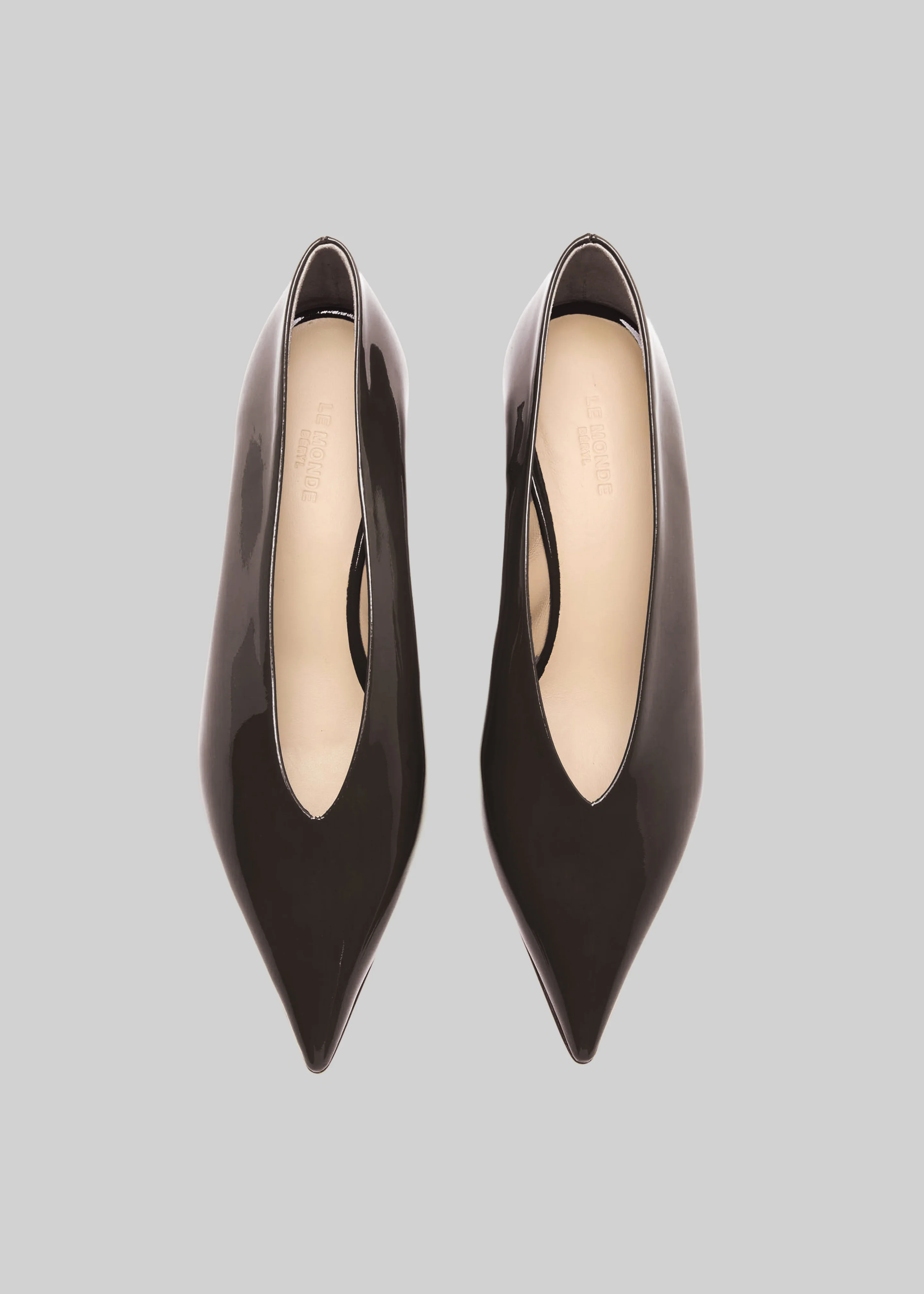 Le Monde Beryl Babouche Kitten Heels Vernice Leather - Plum - Image 4