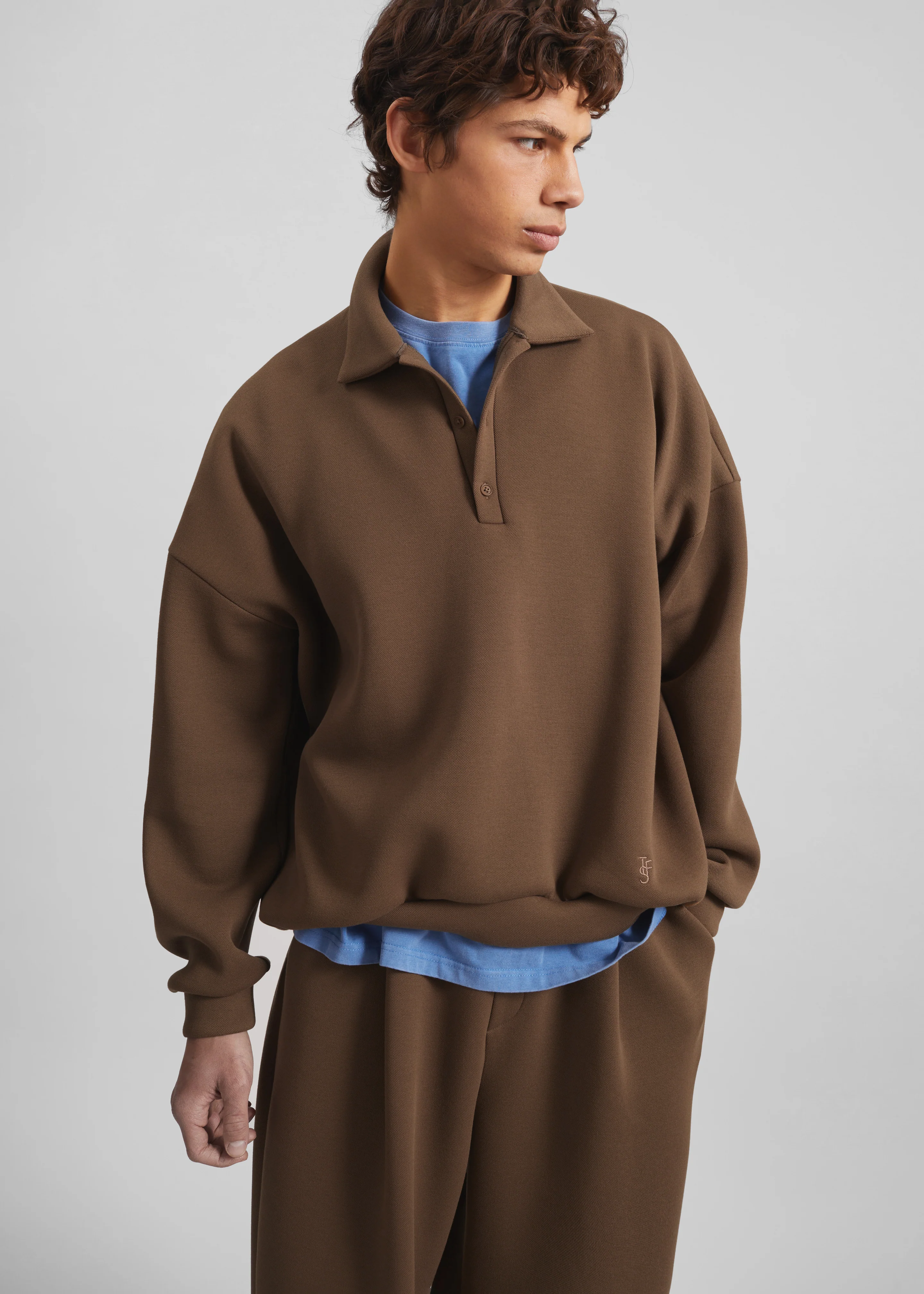 Lenham Polo Sweatshirt - Dark Camel - Image 2
