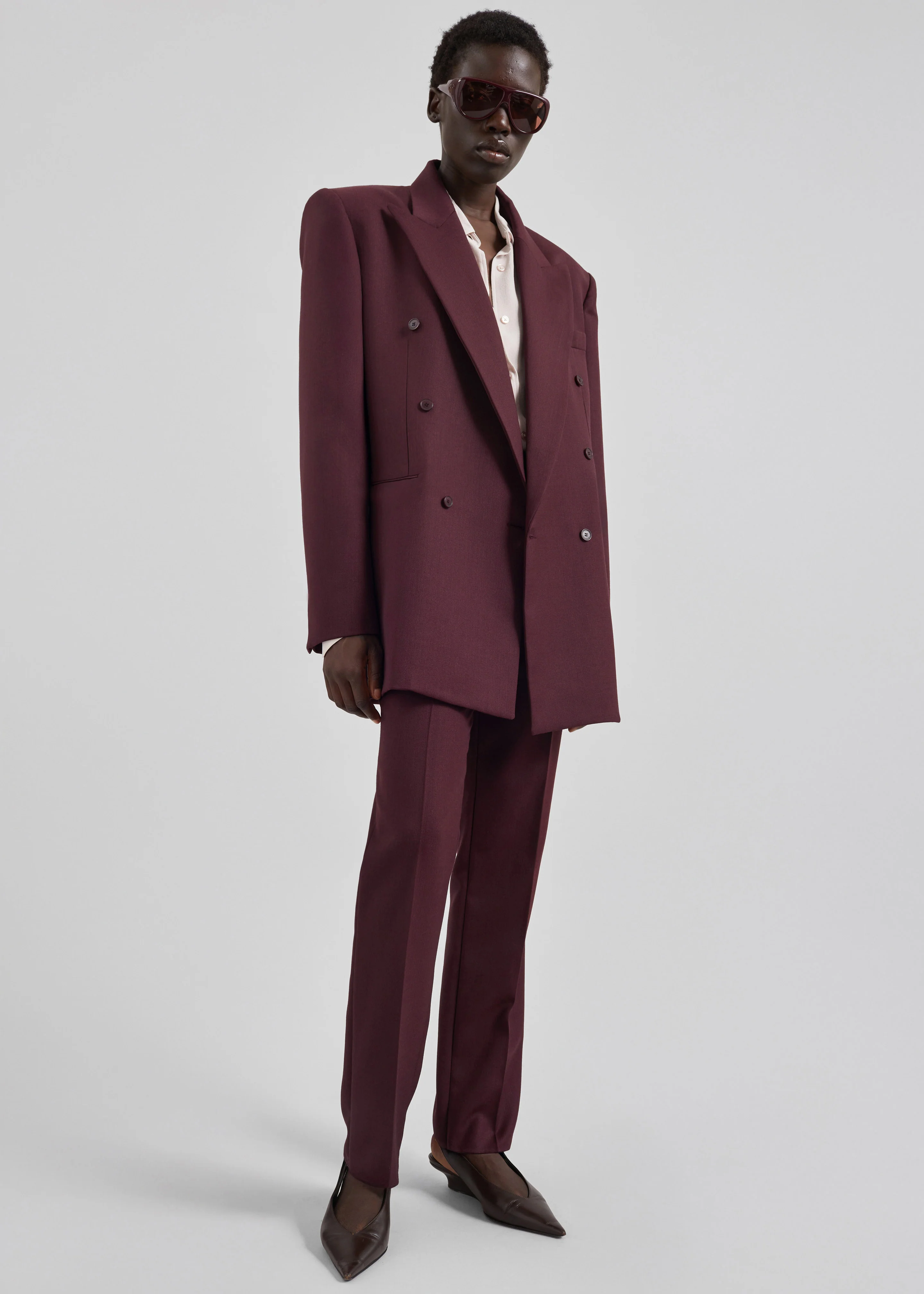 Lenora Wool Straight Trousers - Burgundy - Image 6