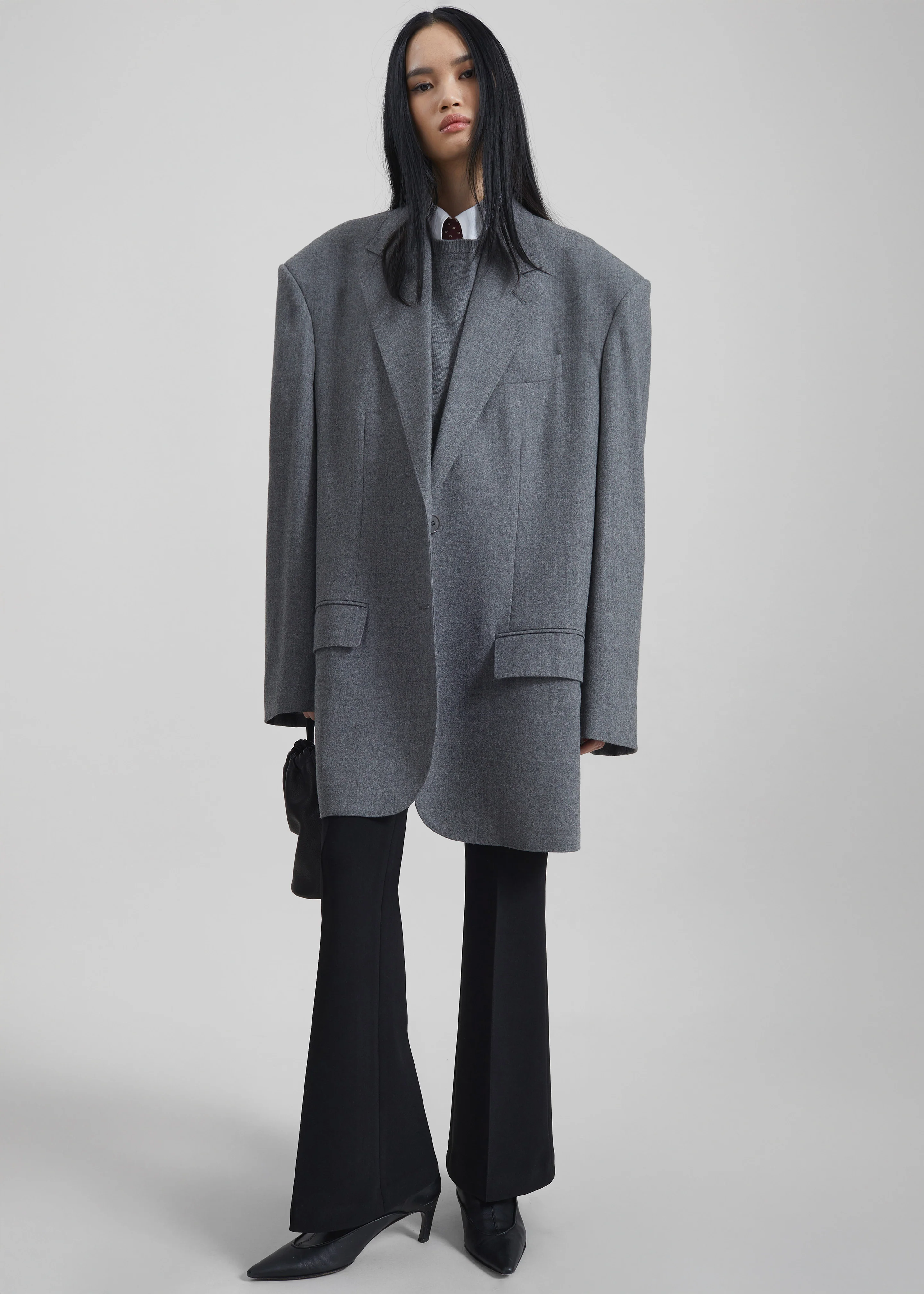 Lismore Wool Oversized Blazer - Grey