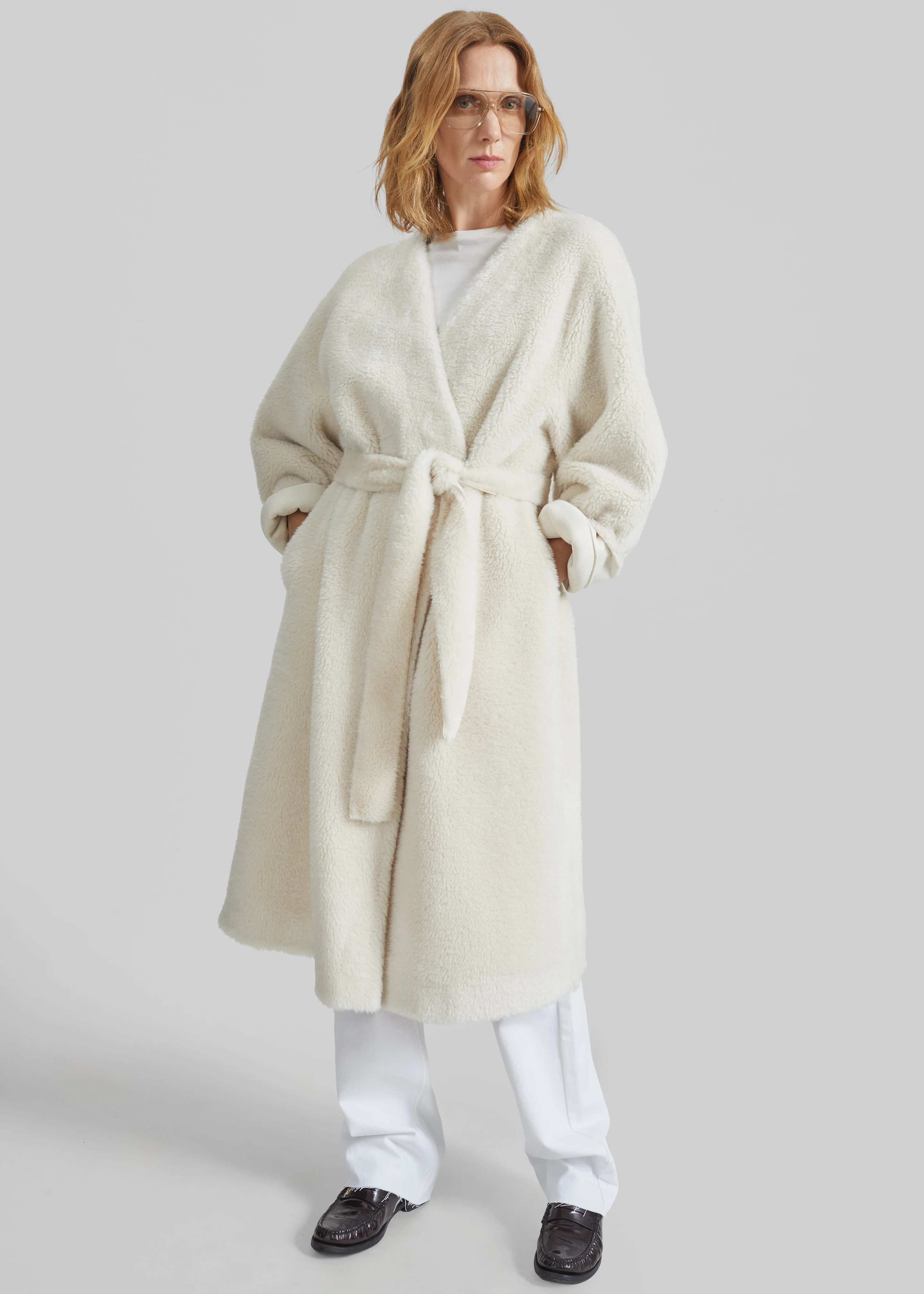 Livigno Faux Shearling Coat - Ivory - Image 3