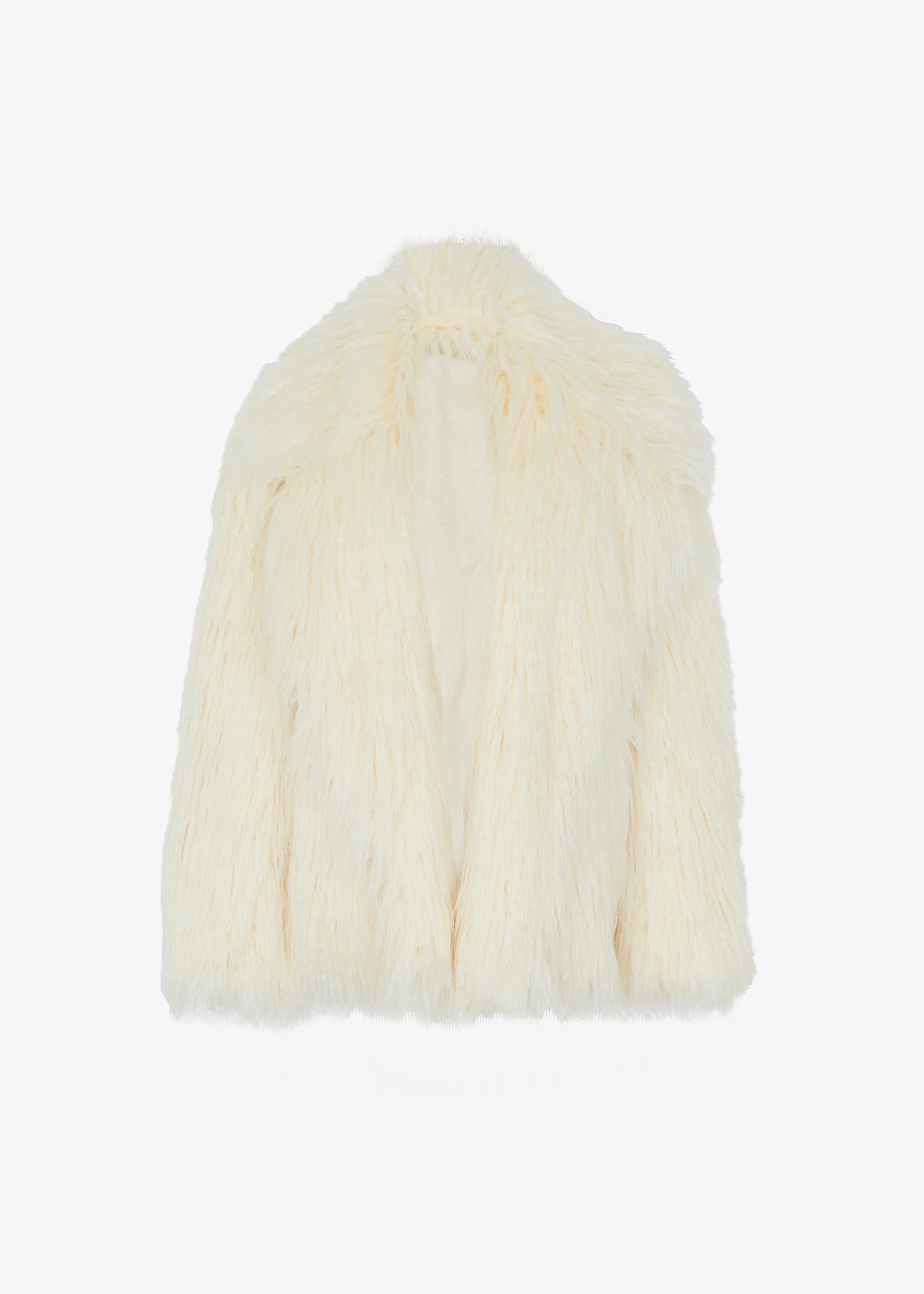 Liza Short Faux Fur Coat - Off White - Image 9