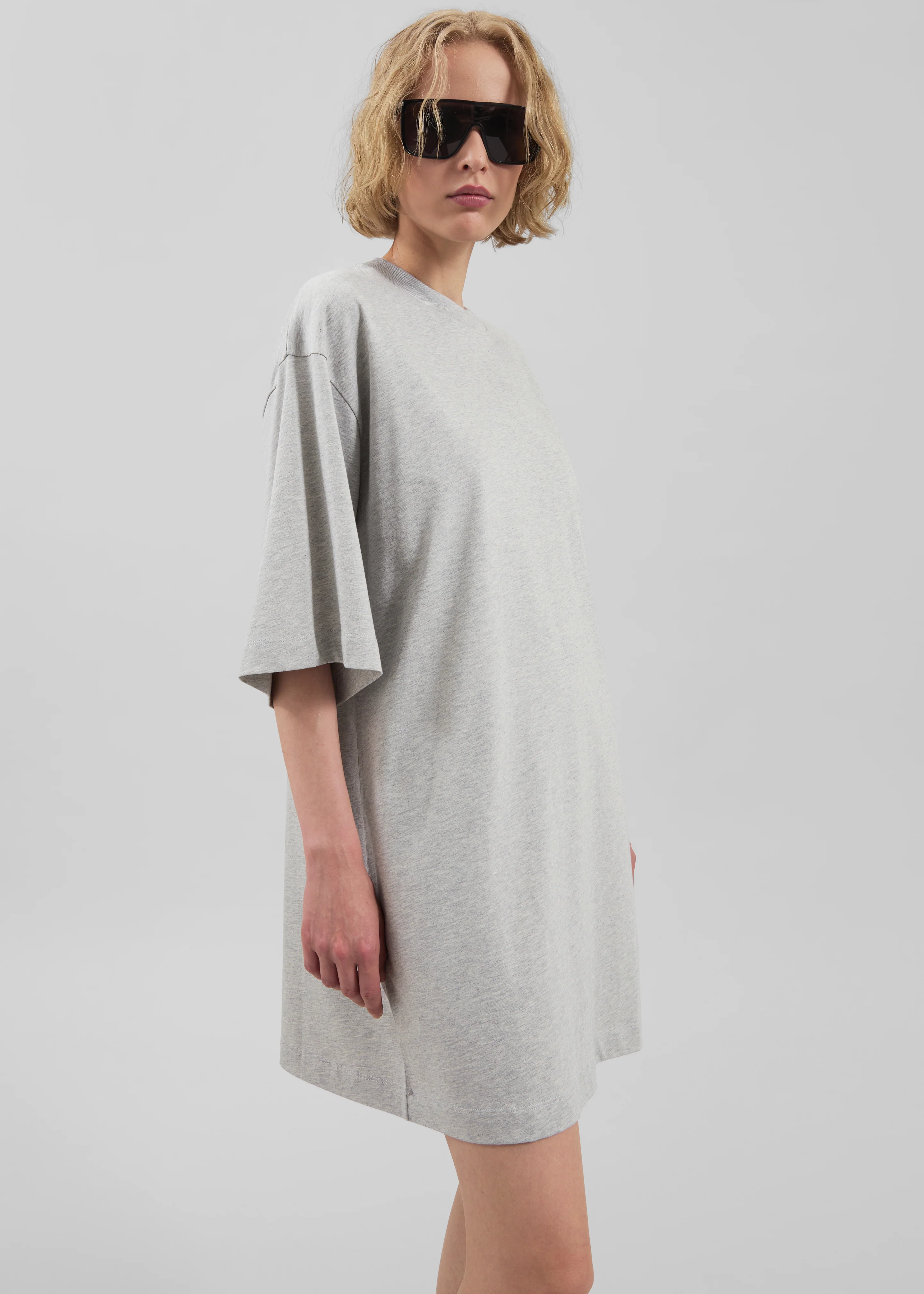 Loulou de Saison Ayaz Oversized T-Shirt Dress - Grey Melange - Image 2