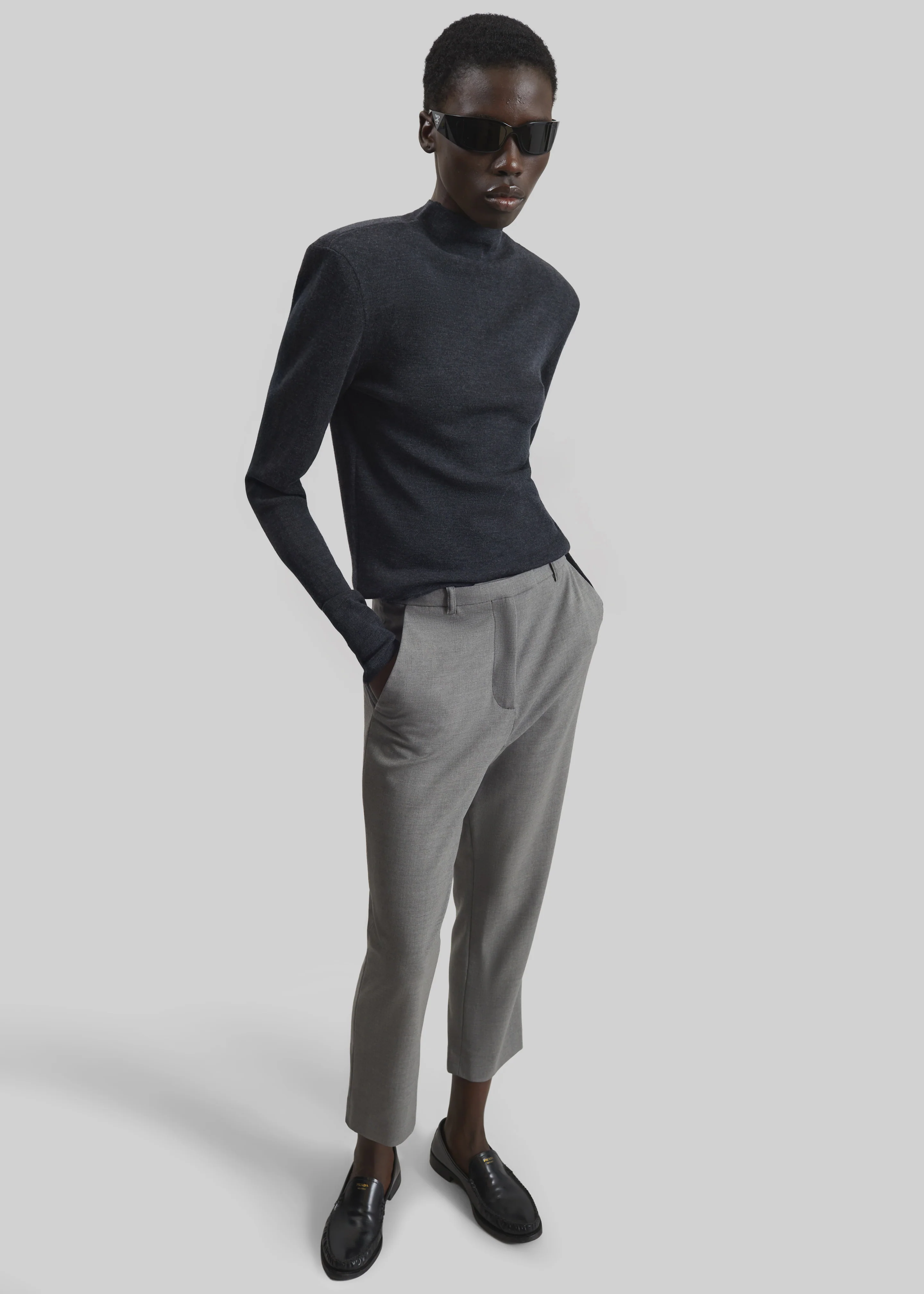 Loulou de Saison Carlo Straight Leg Pants - Grey - Image 4