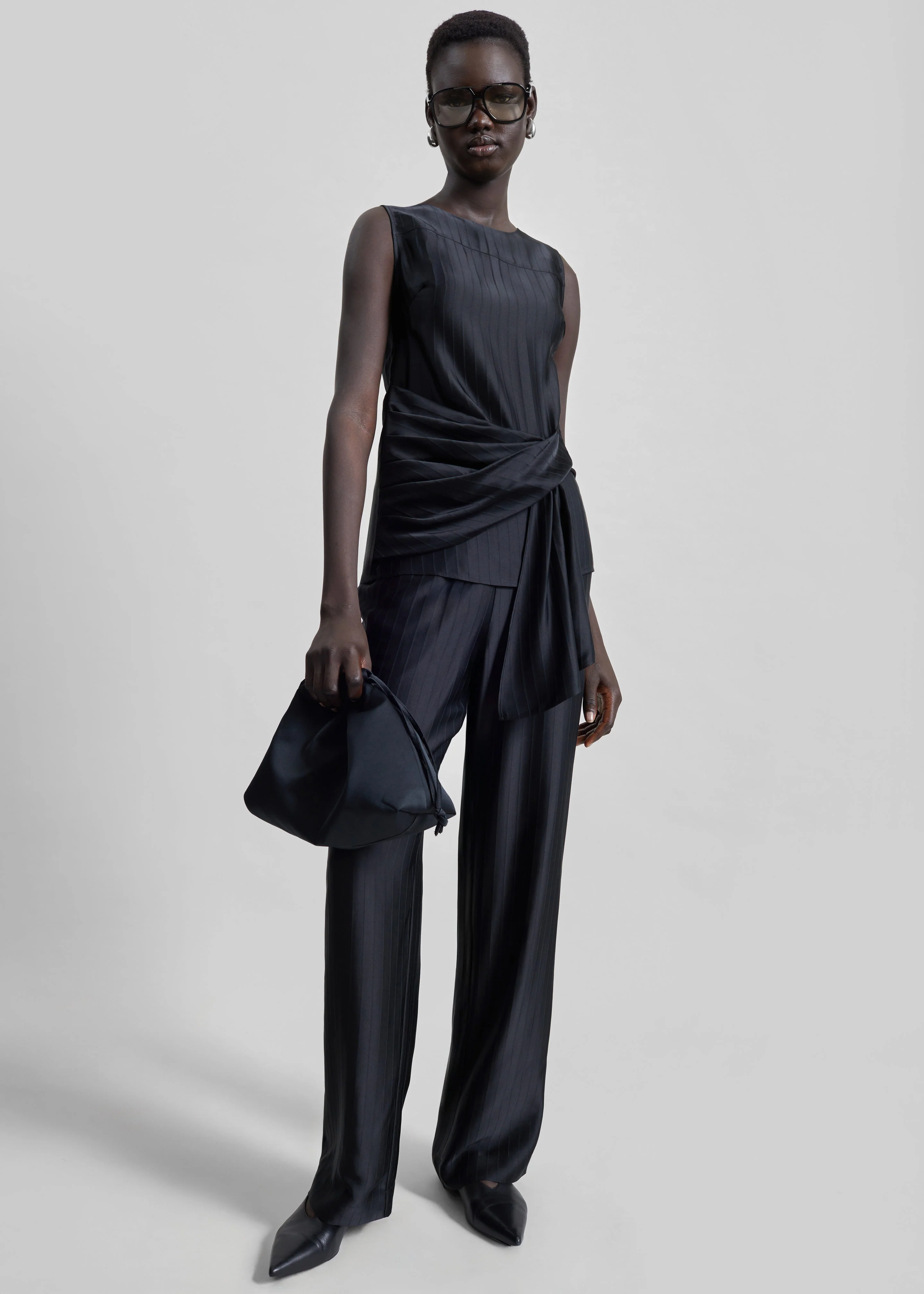 Loulou de Saison Kadala Silk Blend Trousers - Black - Image 3