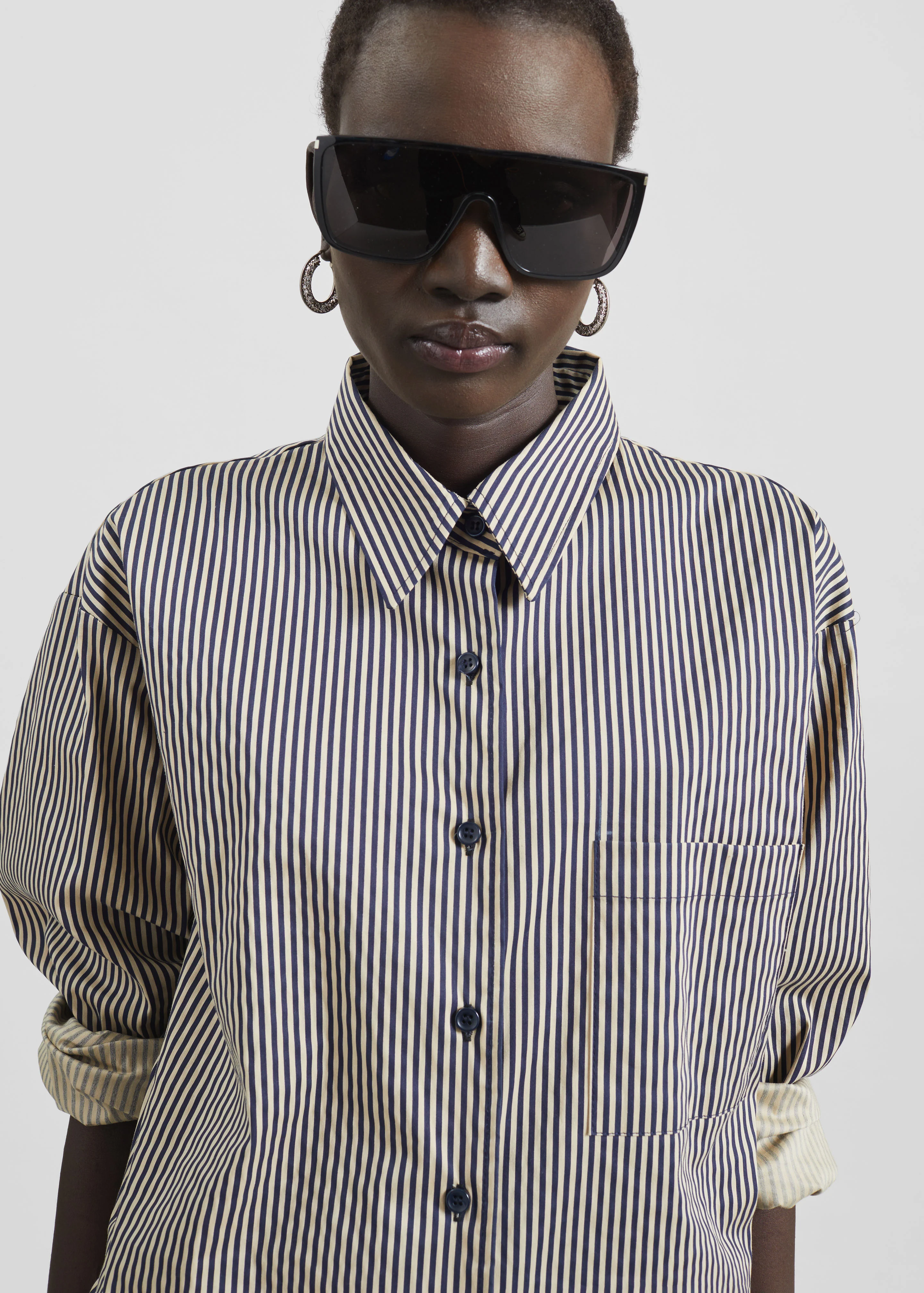 Lui Shirt - Beige/Navy Stripe - Image 3