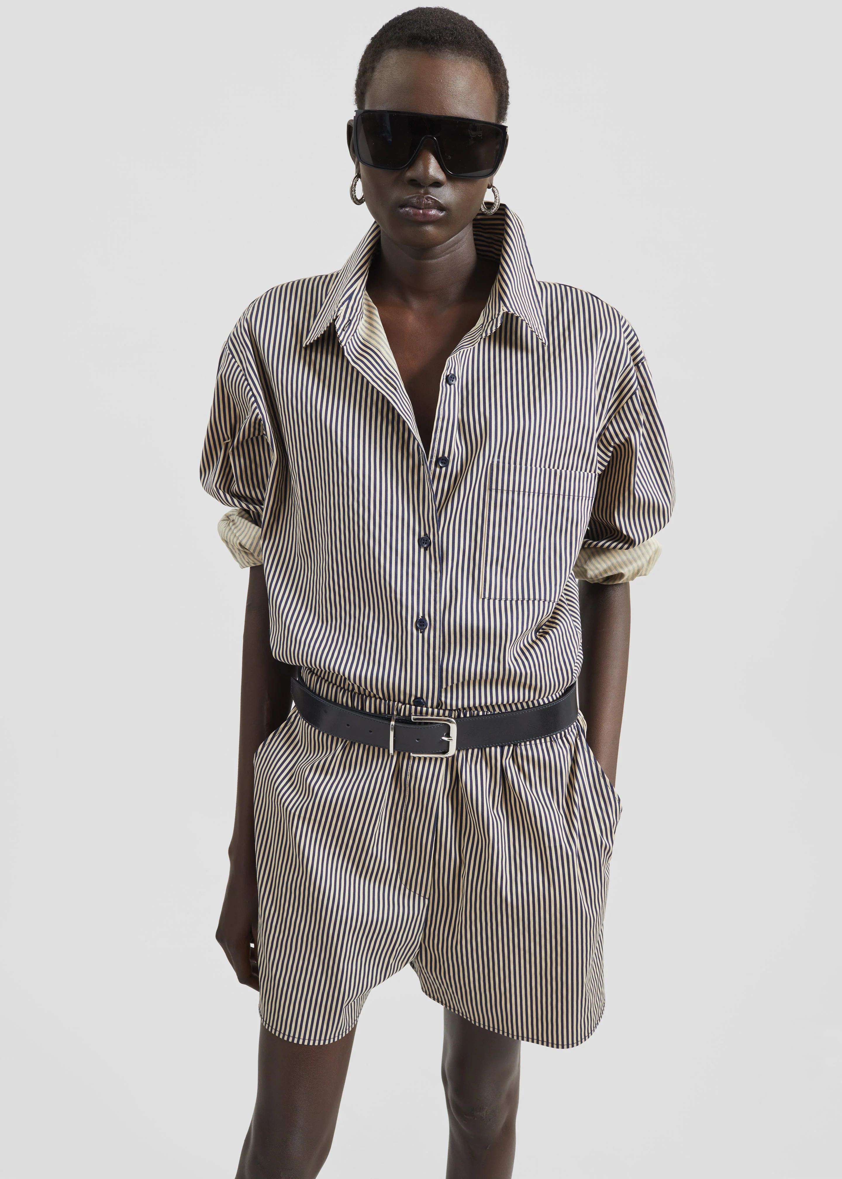 Lui Shirt - Beige/Navy Stripe - Image 7
