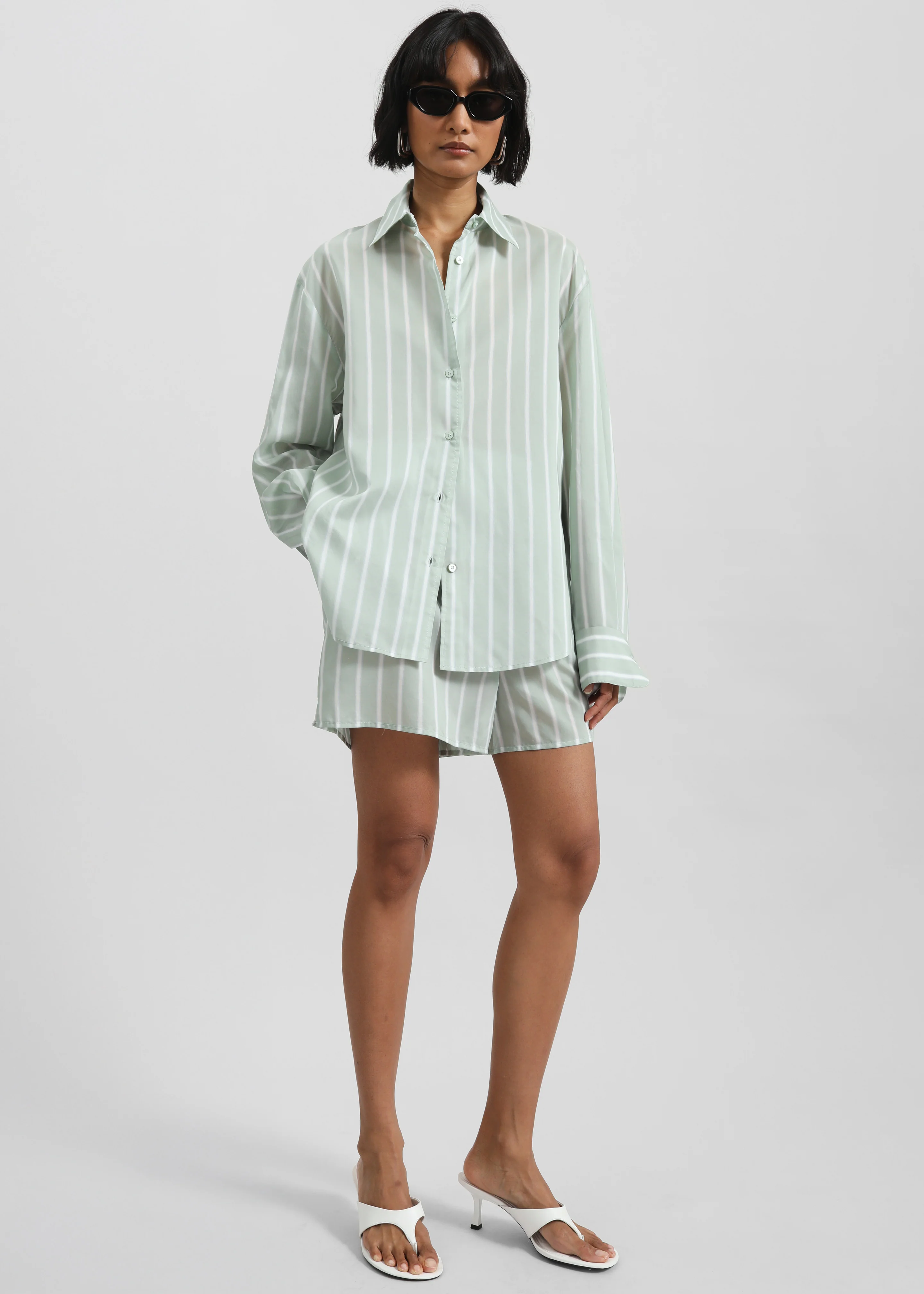 Lui Silk Boxer Shorts - Green Stripe - Image 8