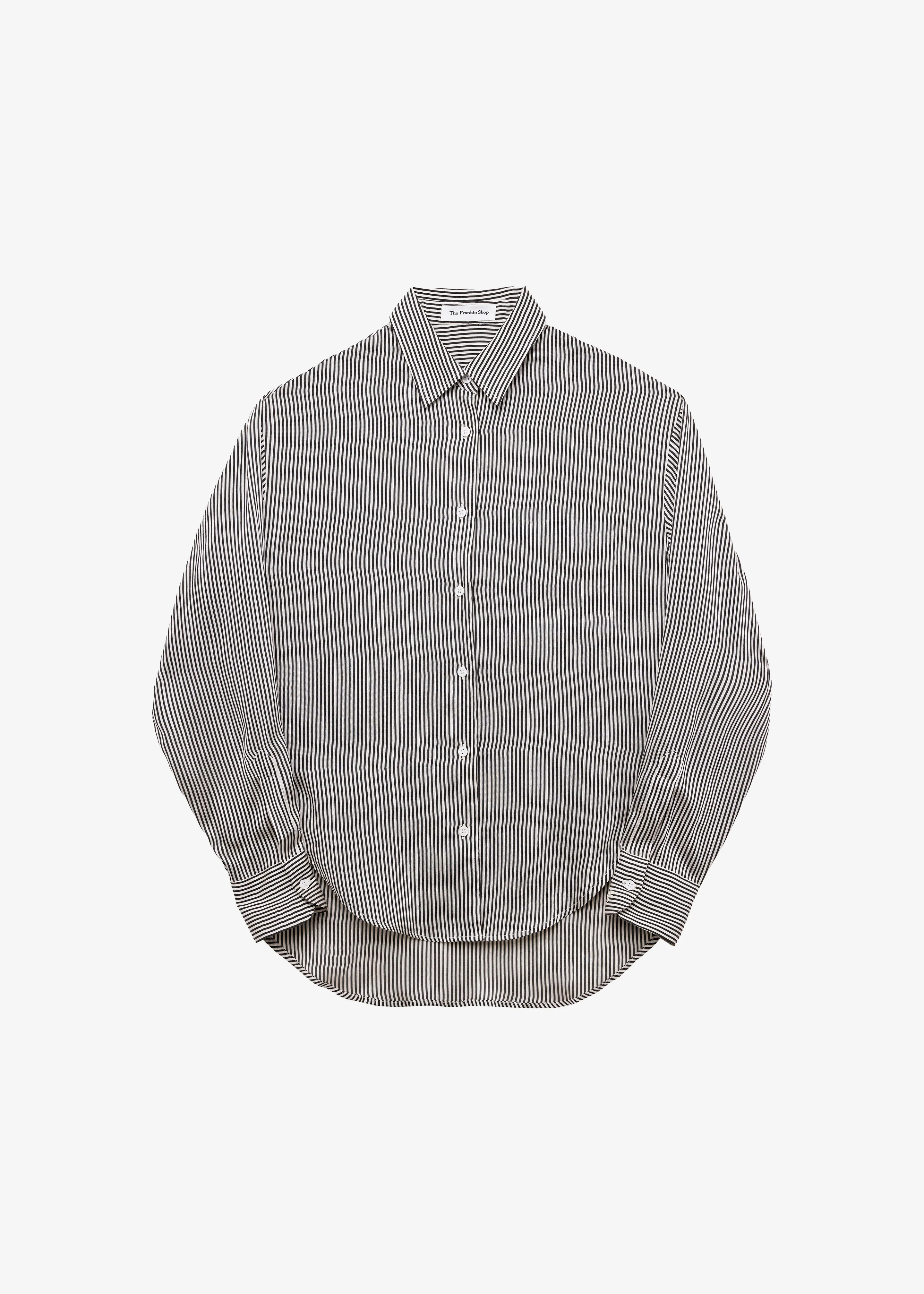 Lui Striped Silk Shirt - Black/White Stripe - Image 10
