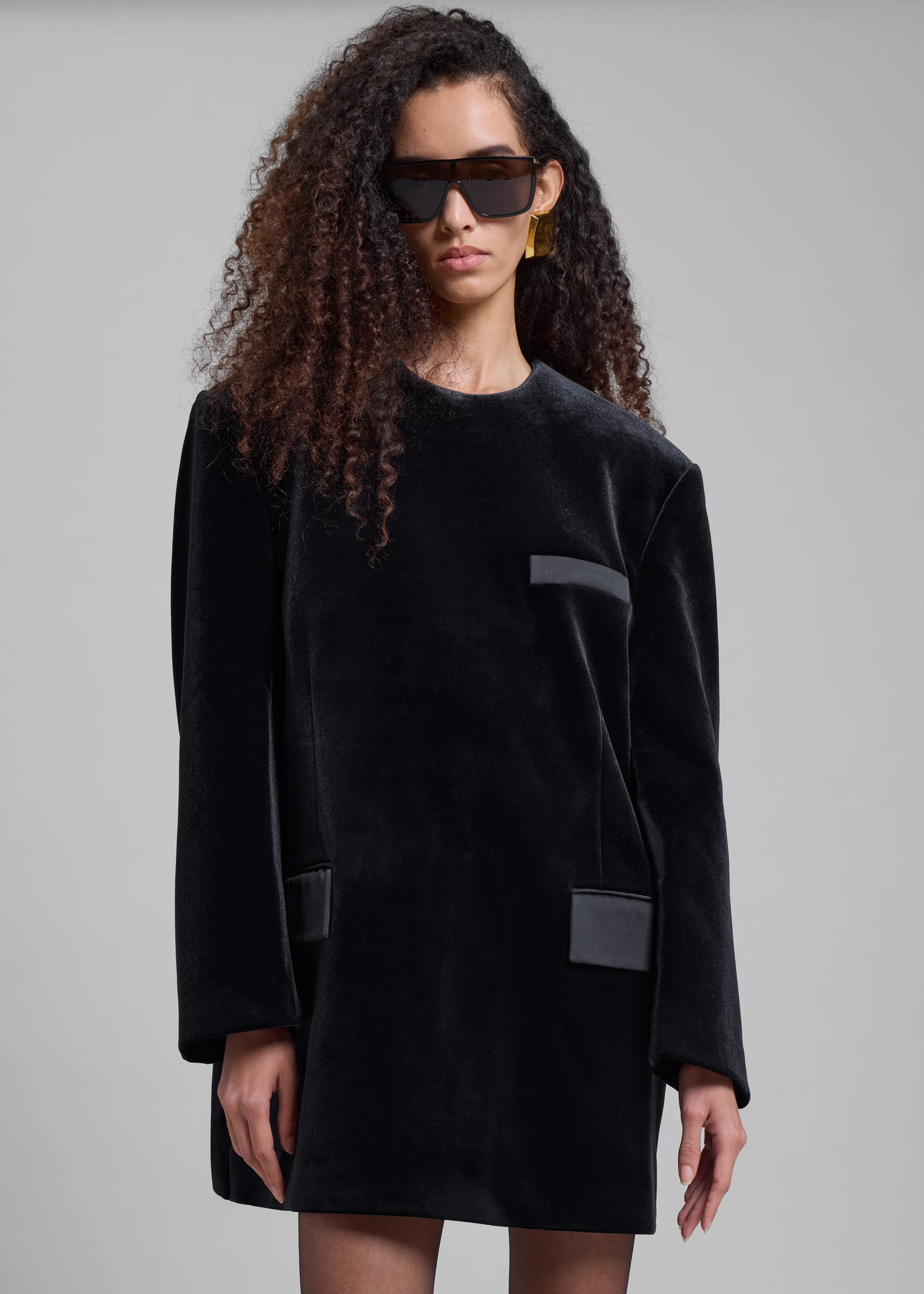 Madison Mini Velvet Dress - Black