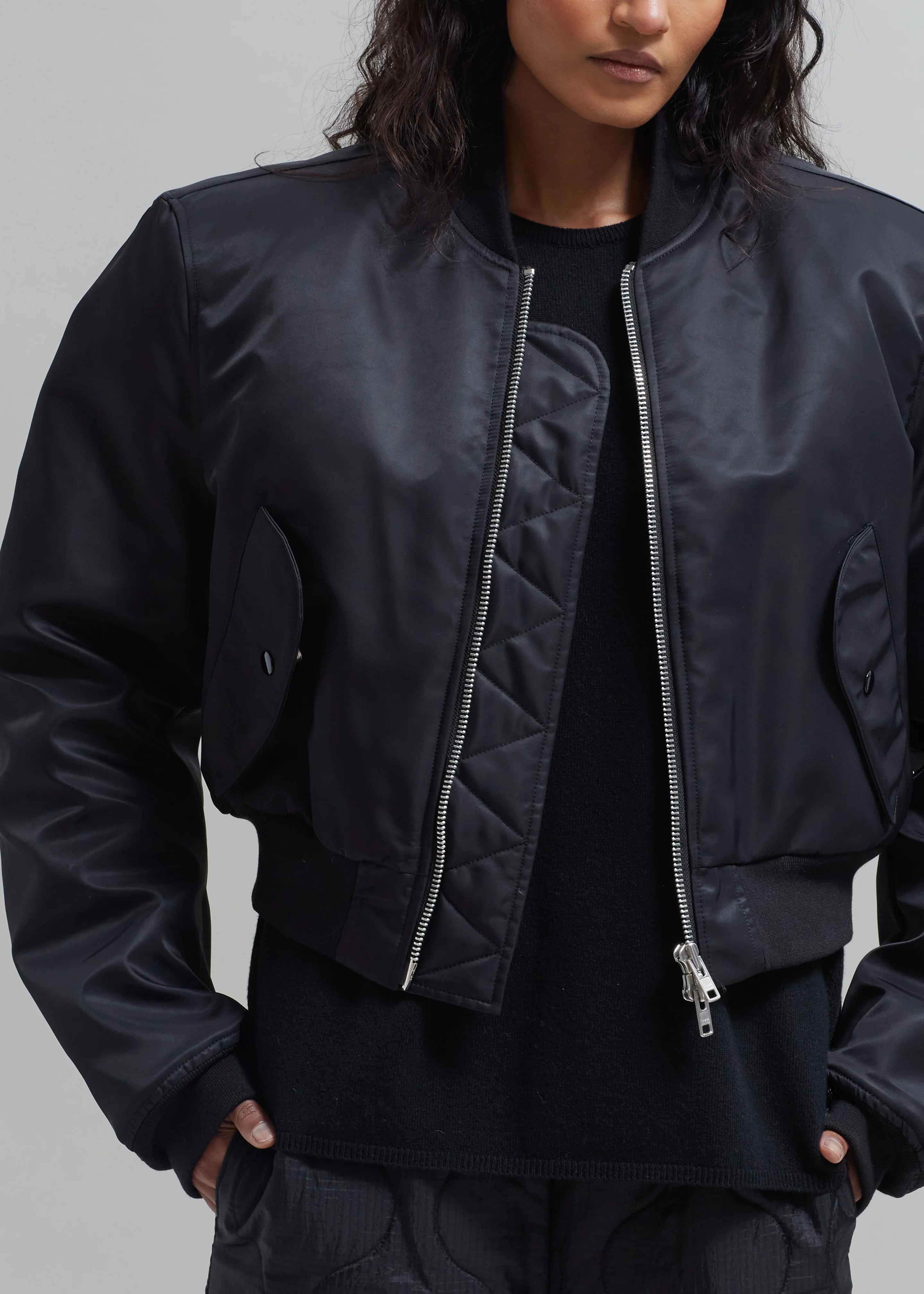 Mati Cropped Padded Bomber - Black - Image 11