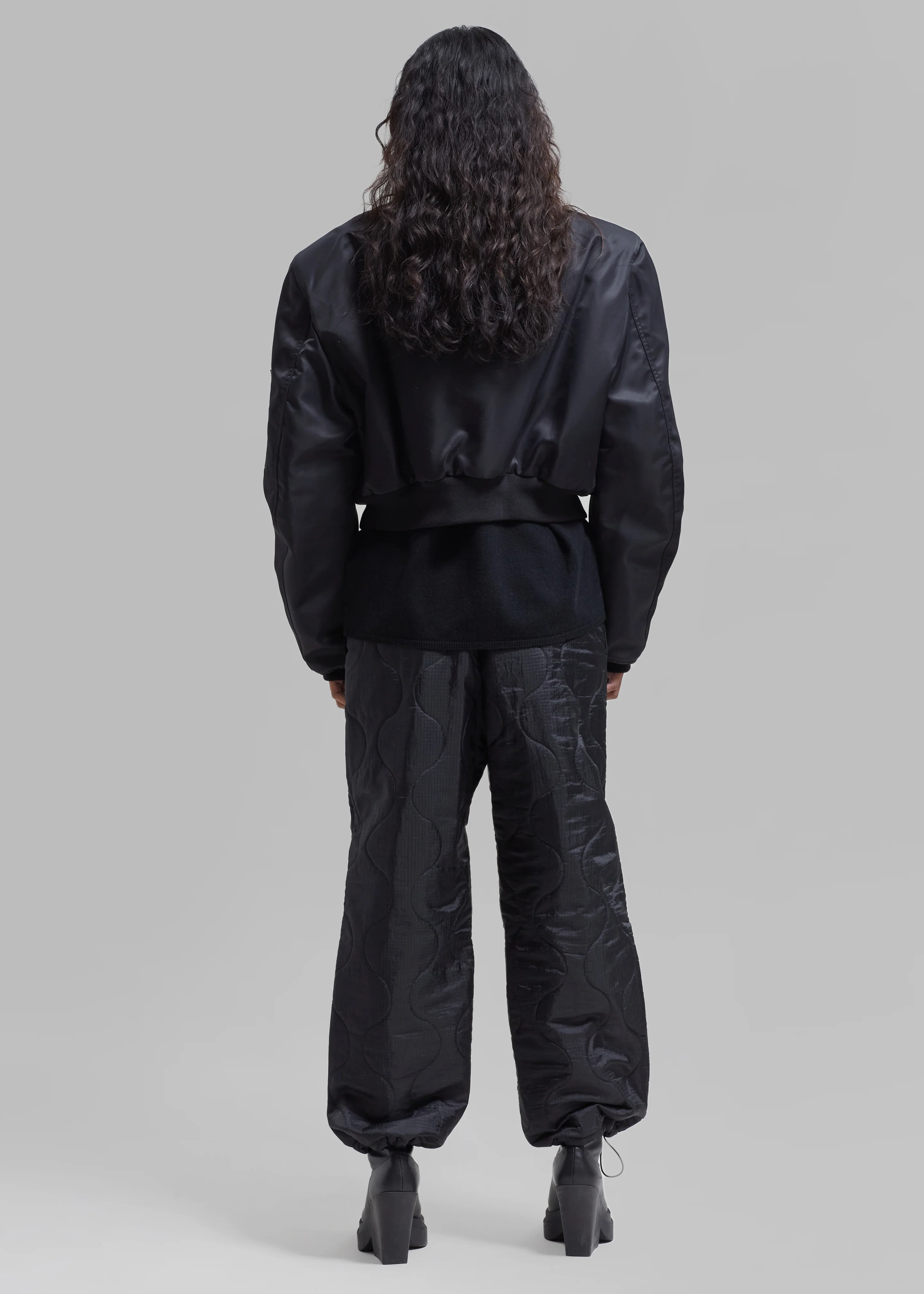 Mati Cropped Padded Bomber - Black - Image 13