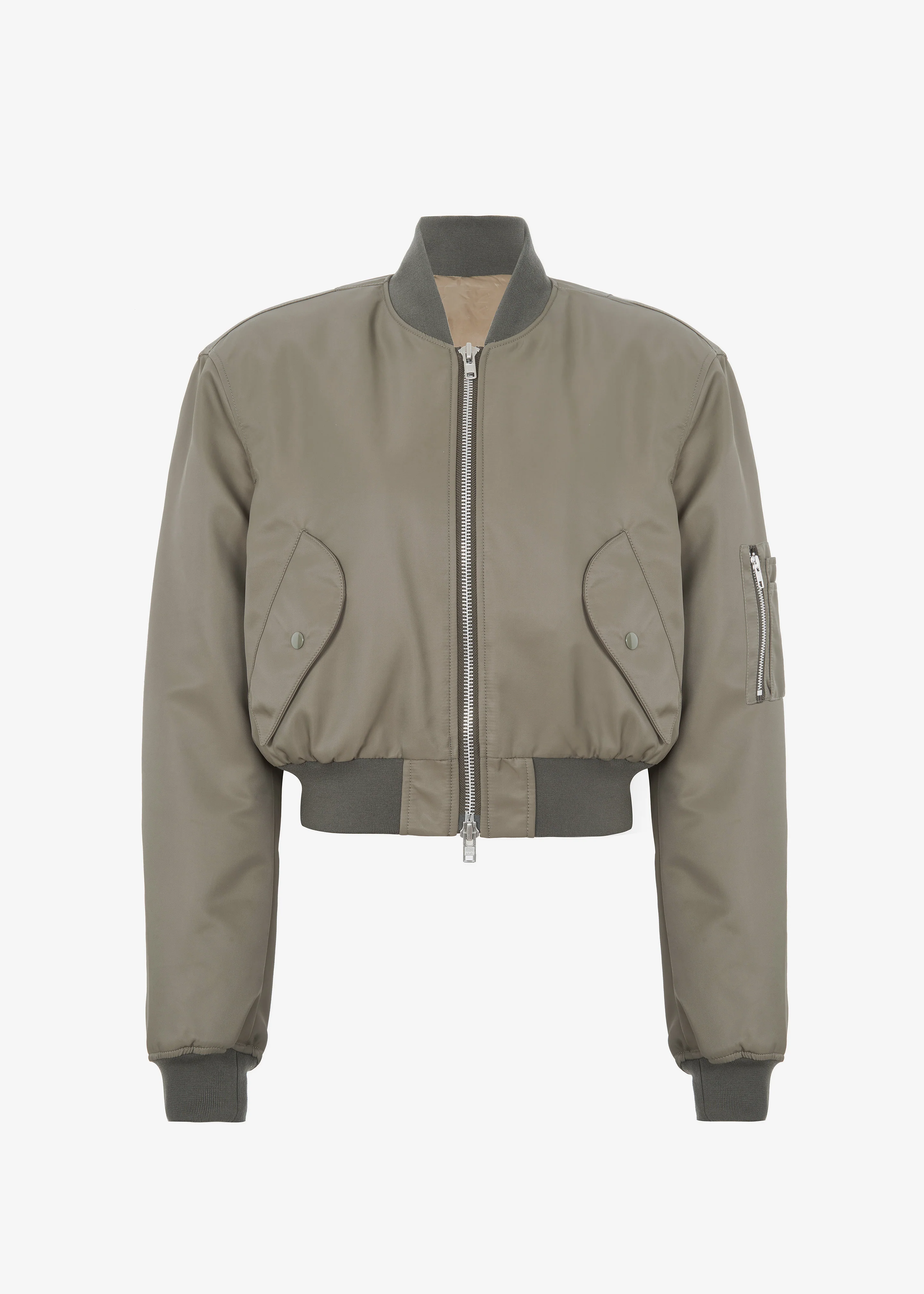 Mati Cropped Padded Bomber - Olive - Image 13