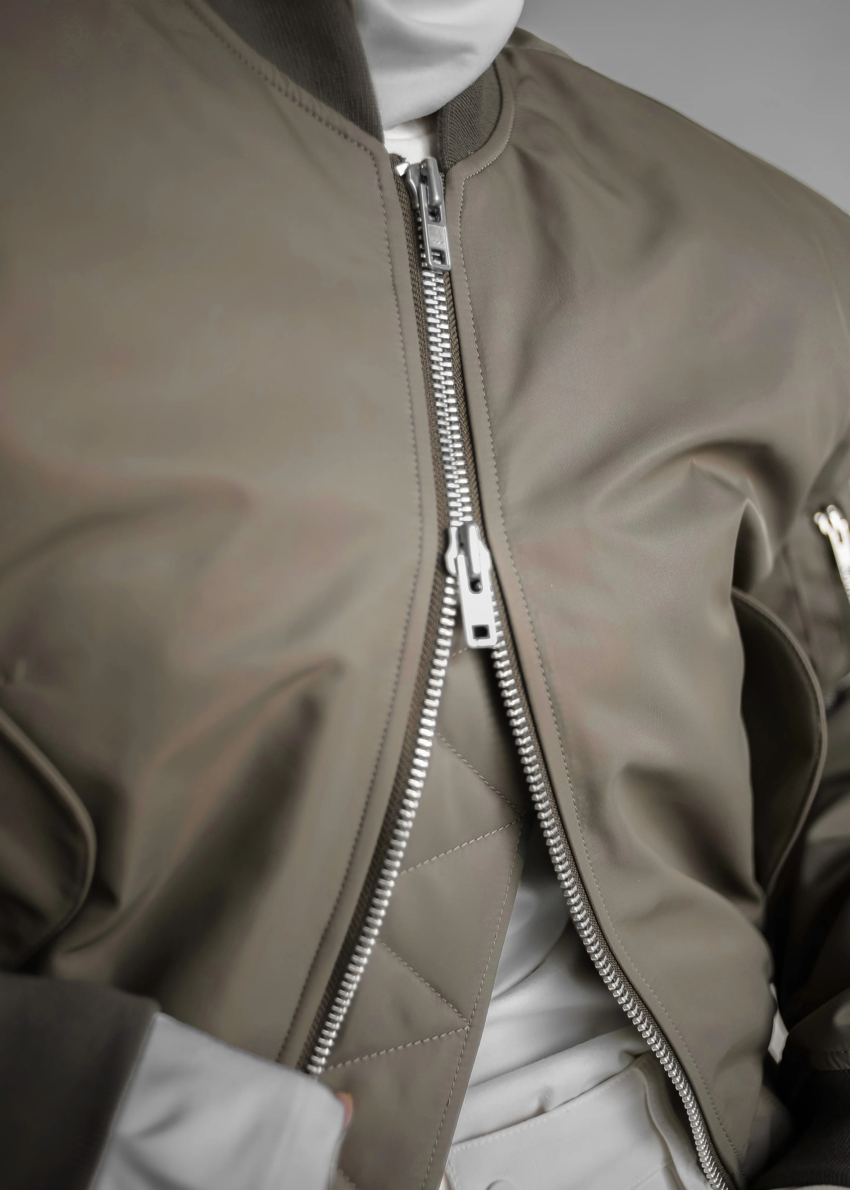 Mati Cropped Padded Bomber - Olive - Image 6