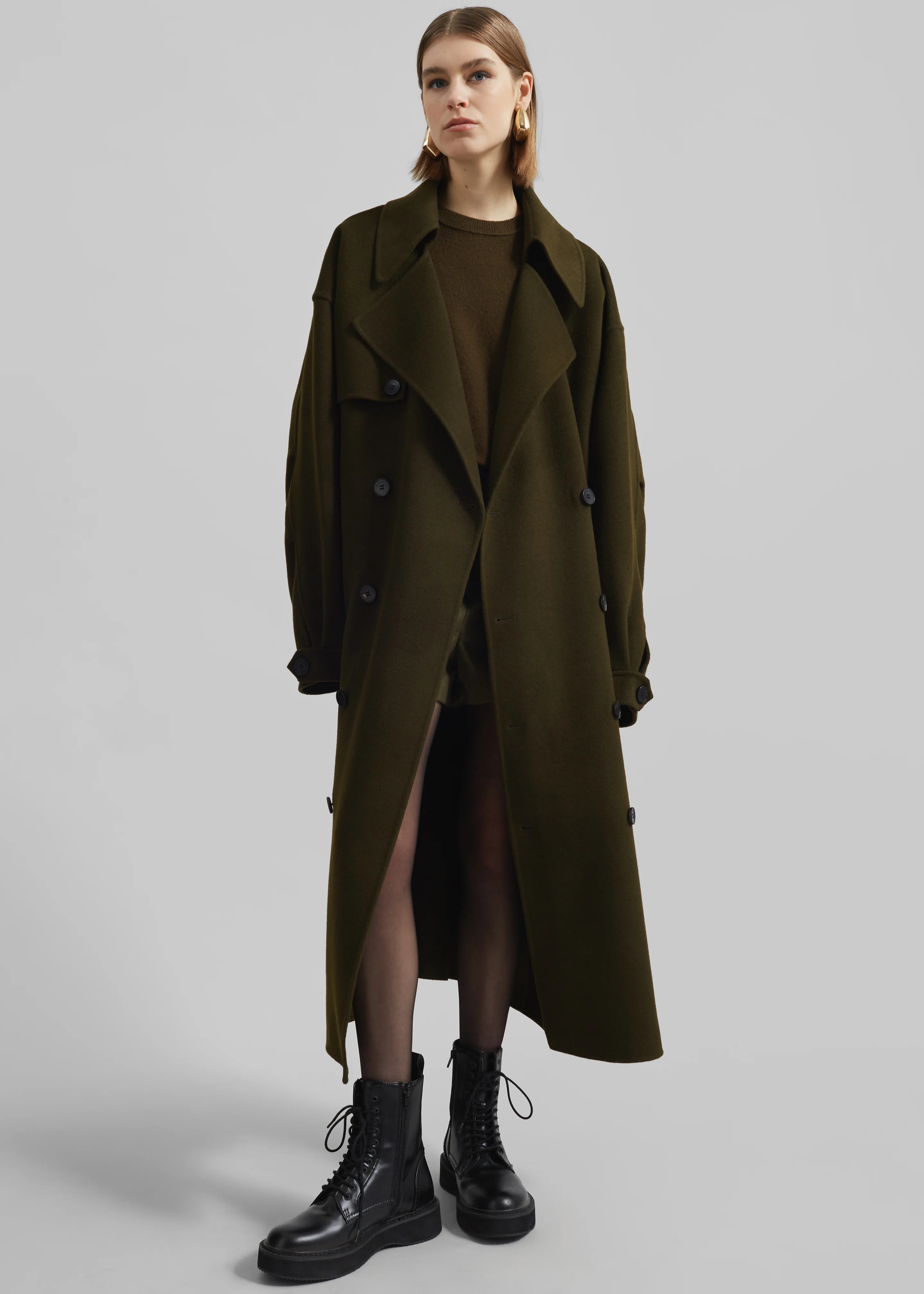 Mavis Long Coat - Khaki - Image 5