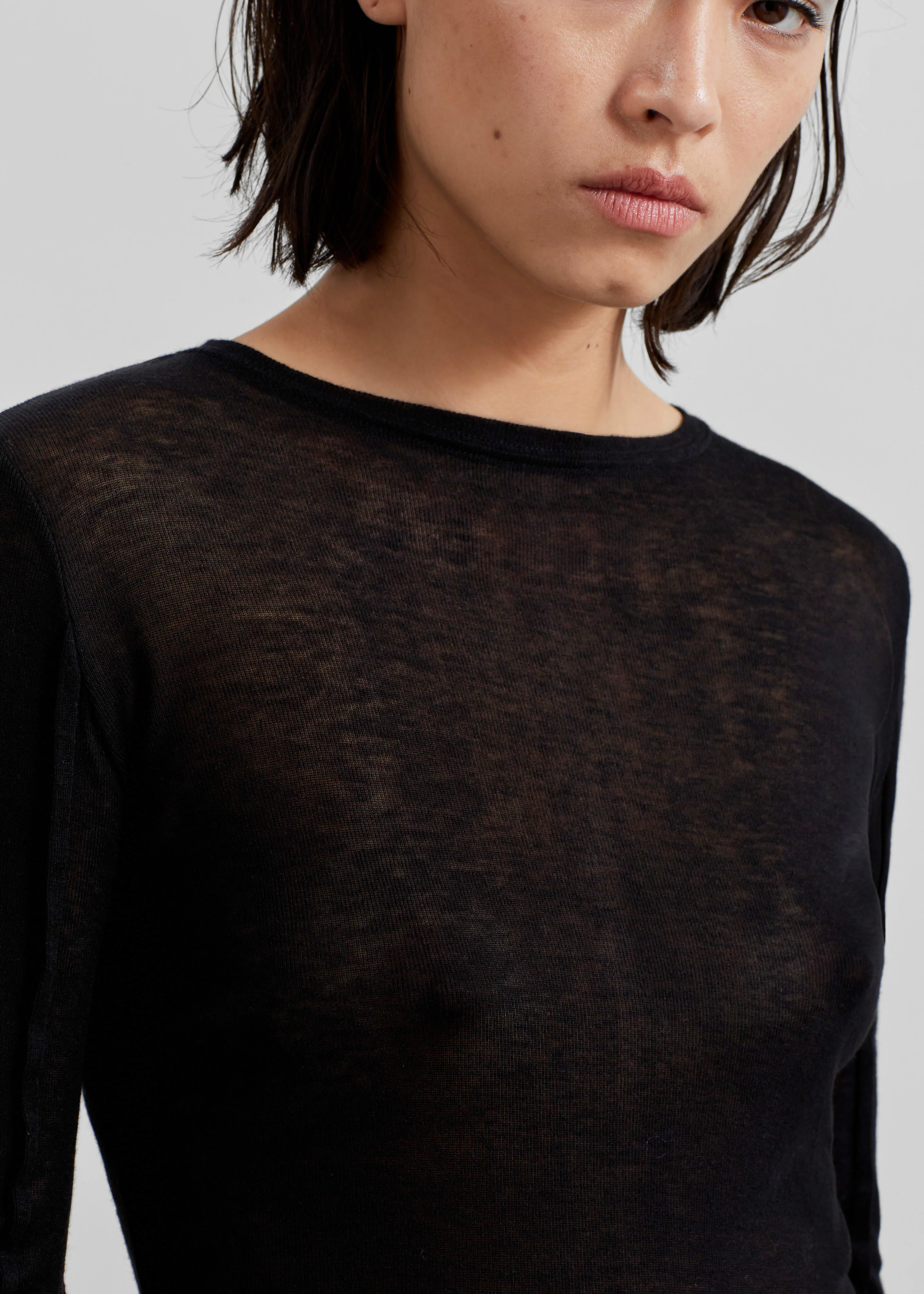 Mesa Sheer Long Sleeve Tee - Black - Image 2