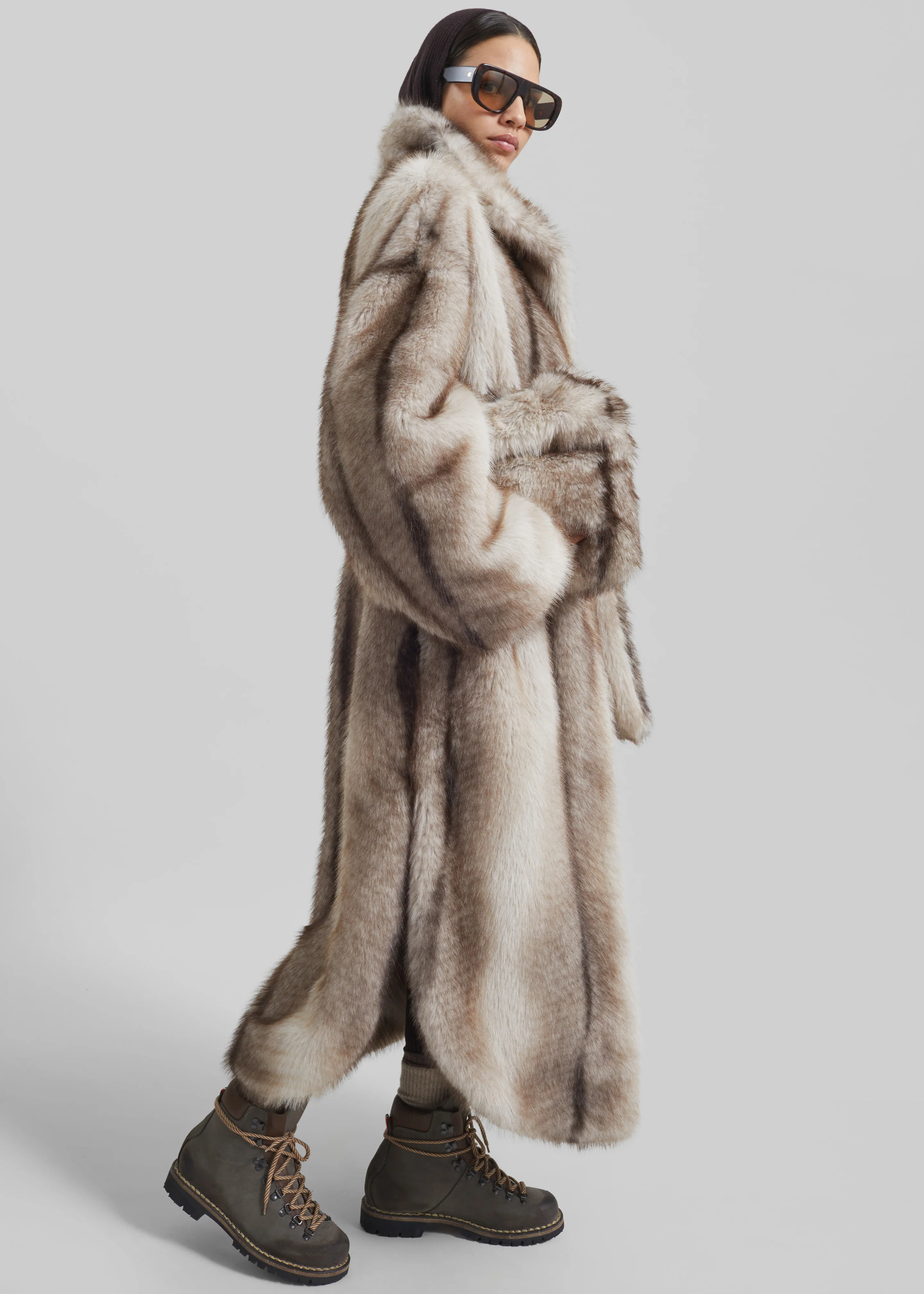 Morgan Faux Fur Small Pouch - Grey - Image 5
