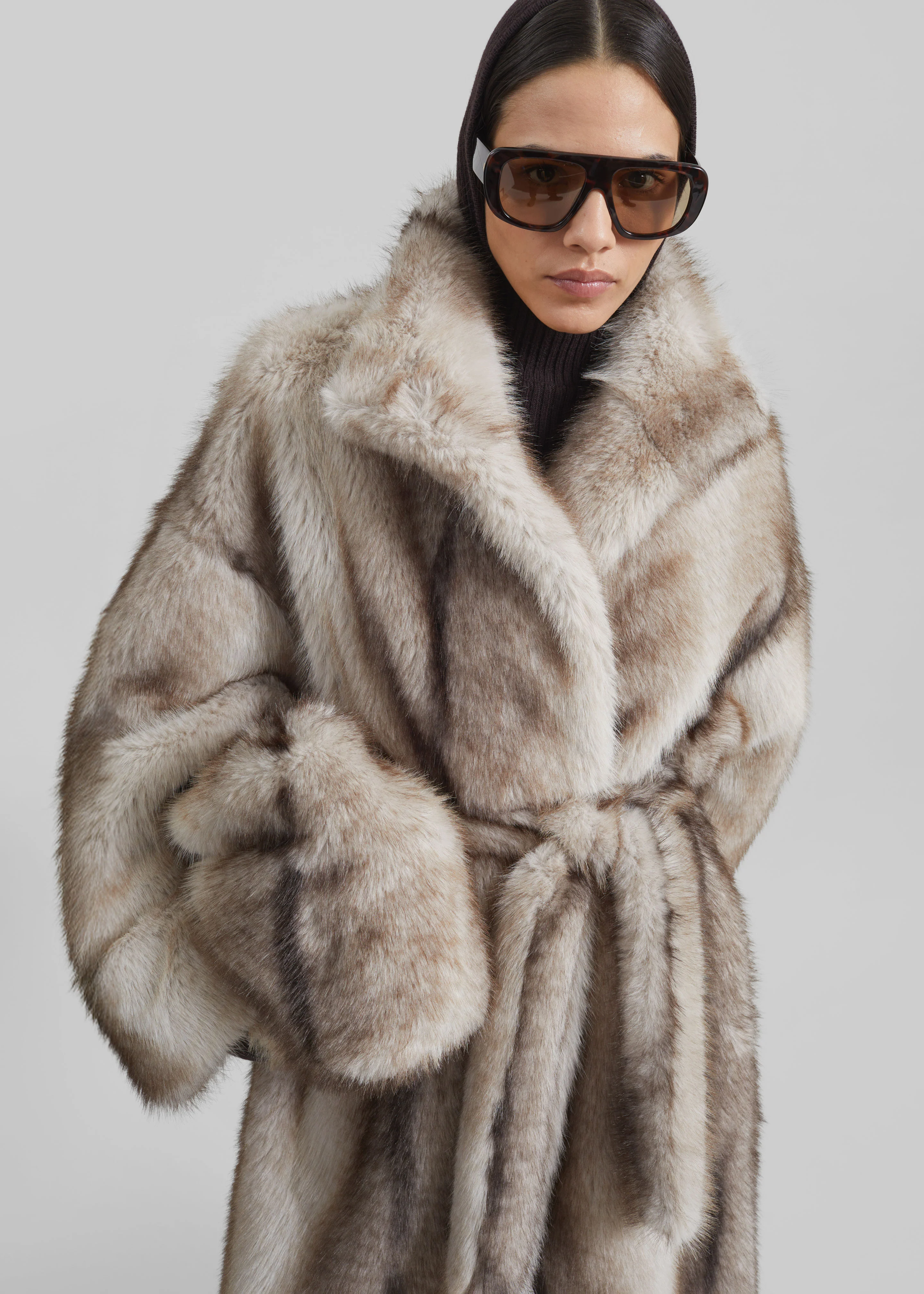 Morgan Faux Fur Small Pouch - Grey - Image 6
