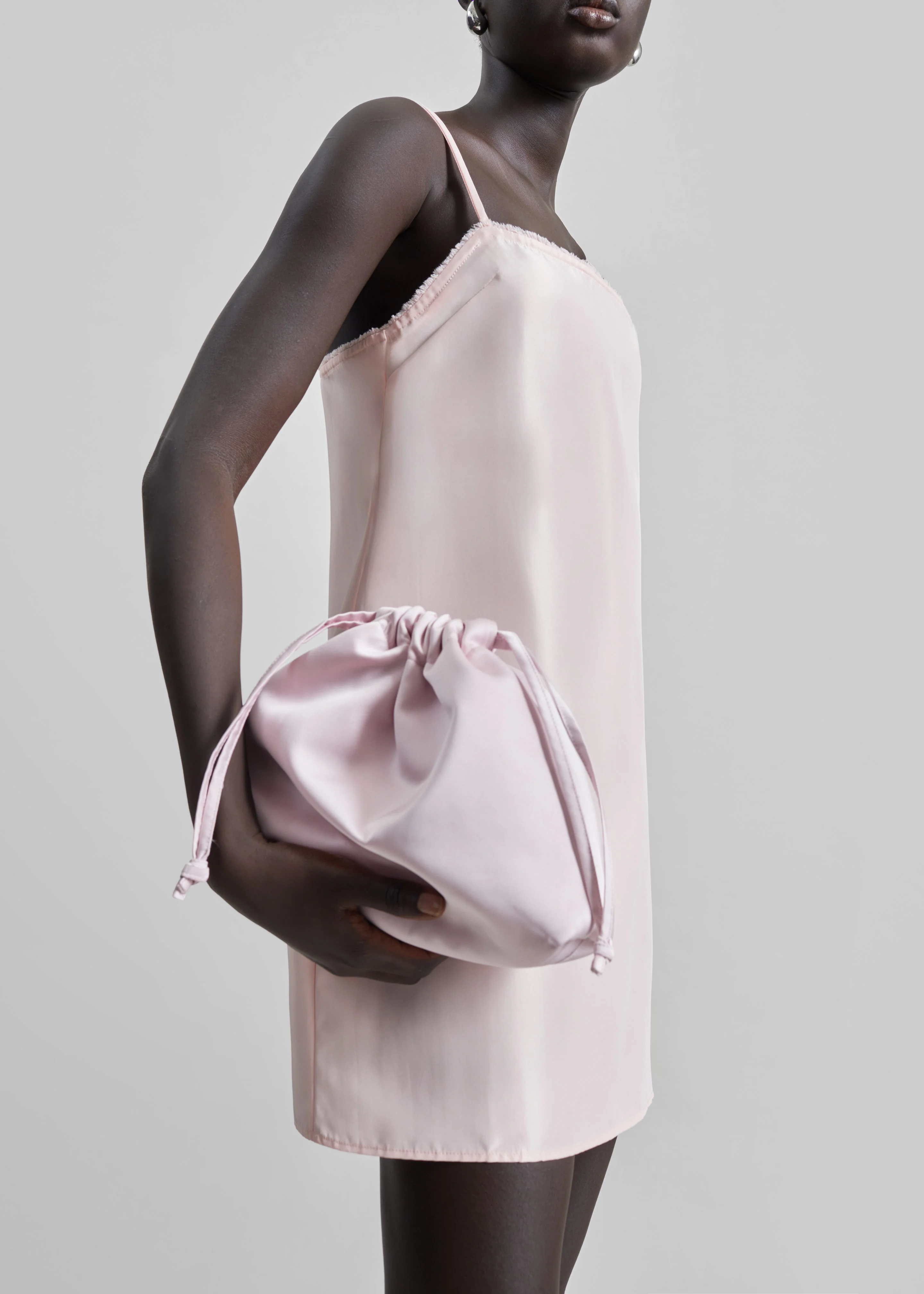 Morgan Satin Small Pouch - Faded Pink