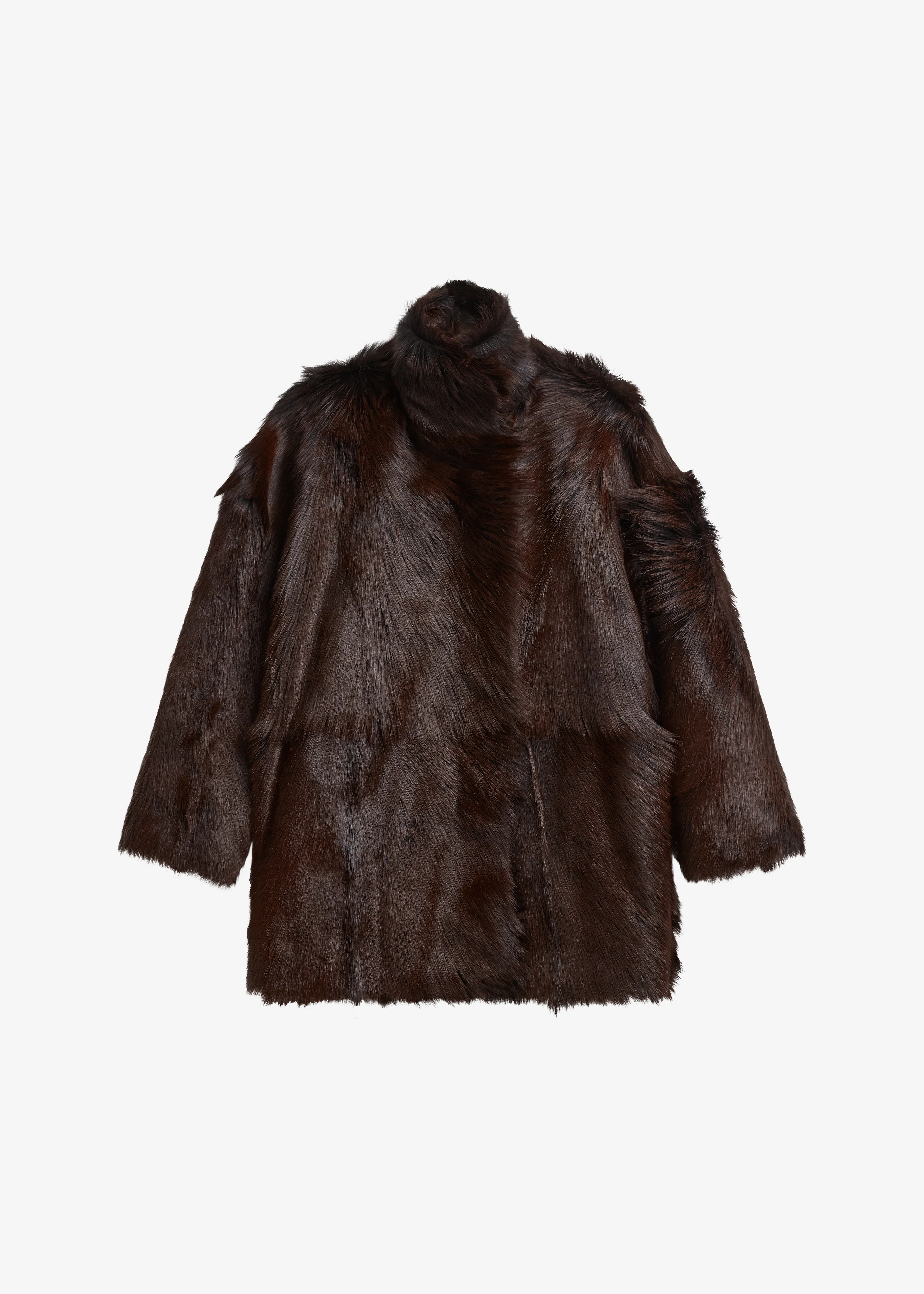 Nerola Funnel Neck Fur Coat - Plum - Image 12