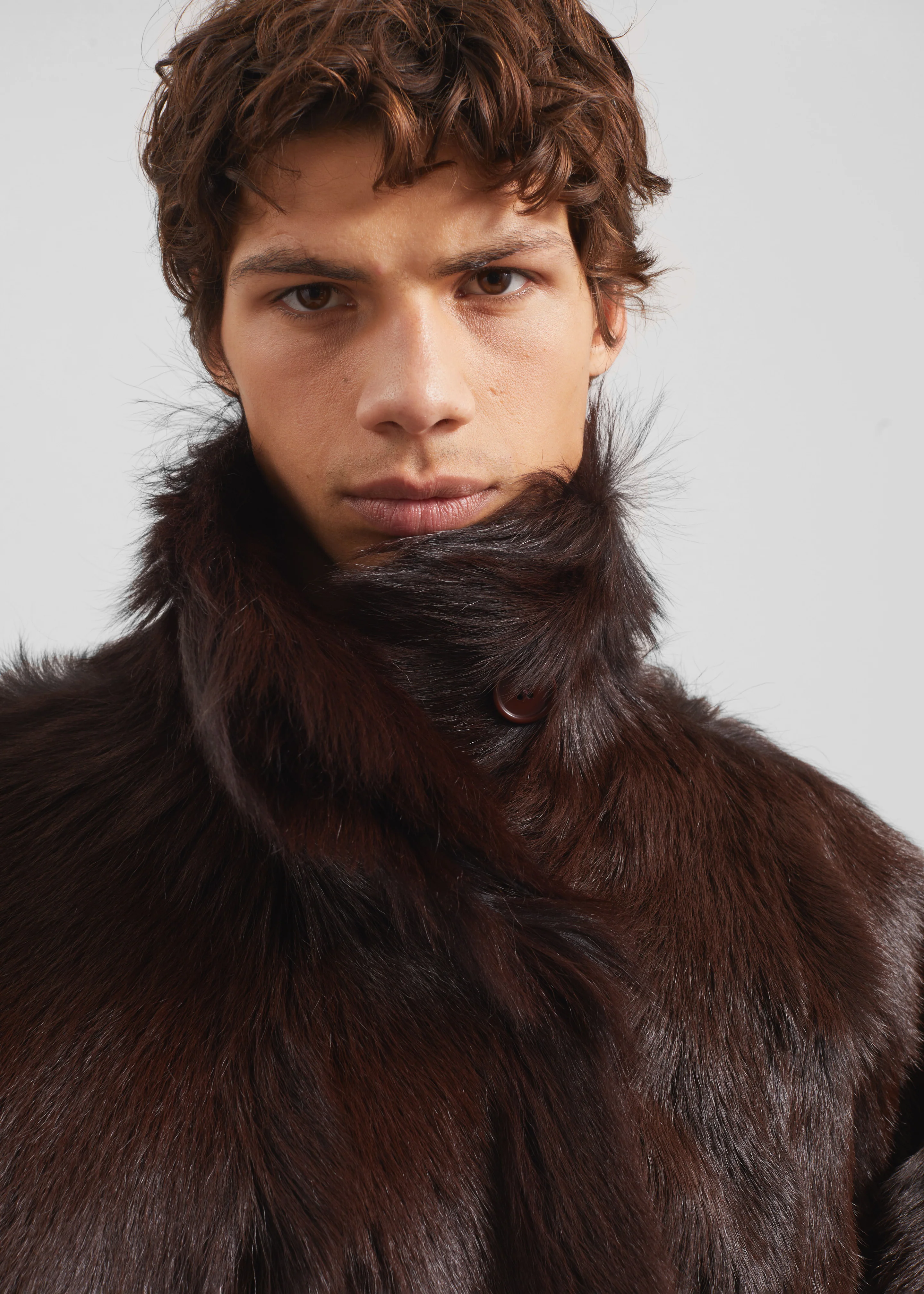 Nerola Funnel Neck Fur Coat - Plum - Image 9
