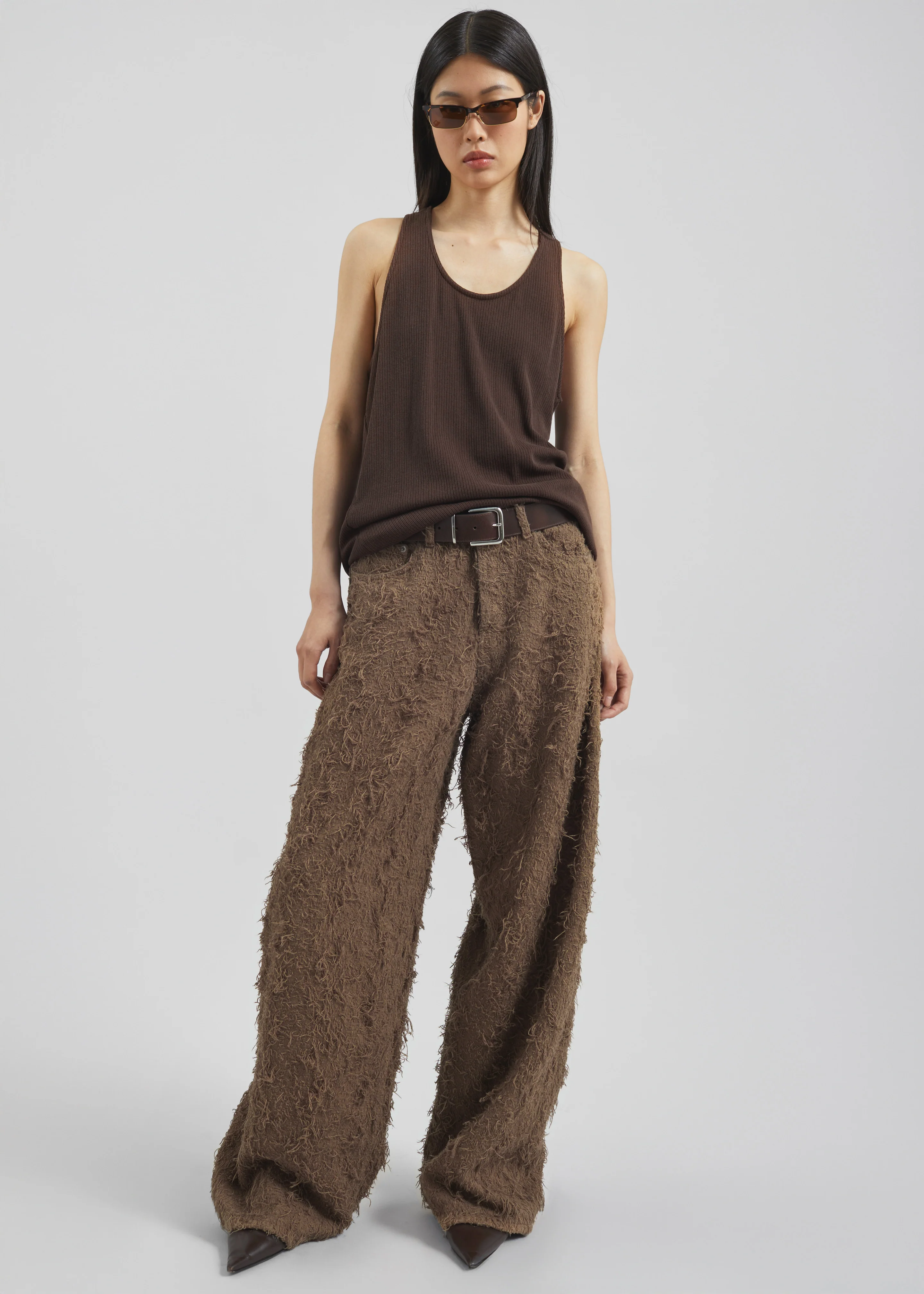 Nox Ribbed Tank Top - Brown - Image 4