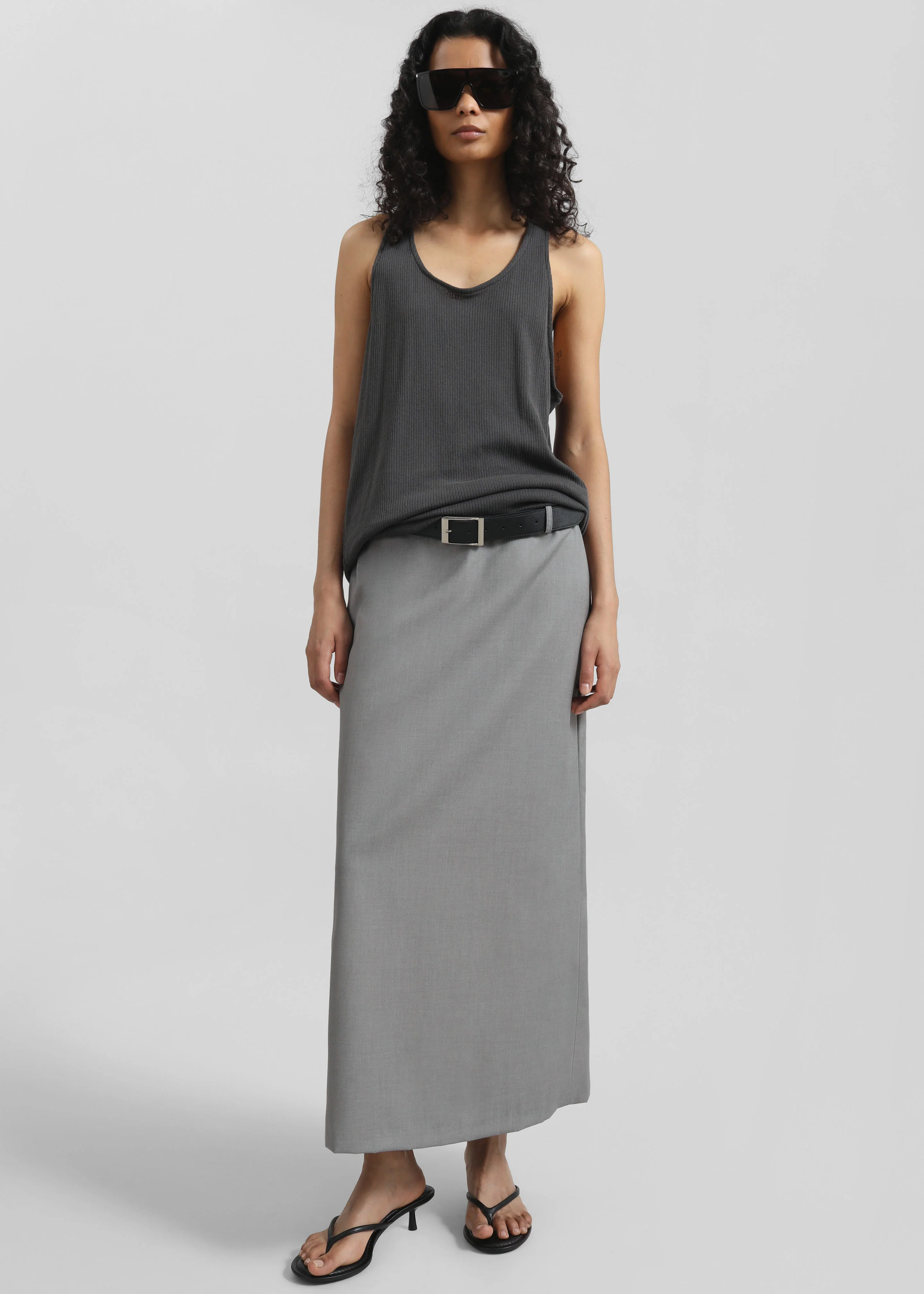 Nox Ribbed Tank Top - Storm Grey - Image 5